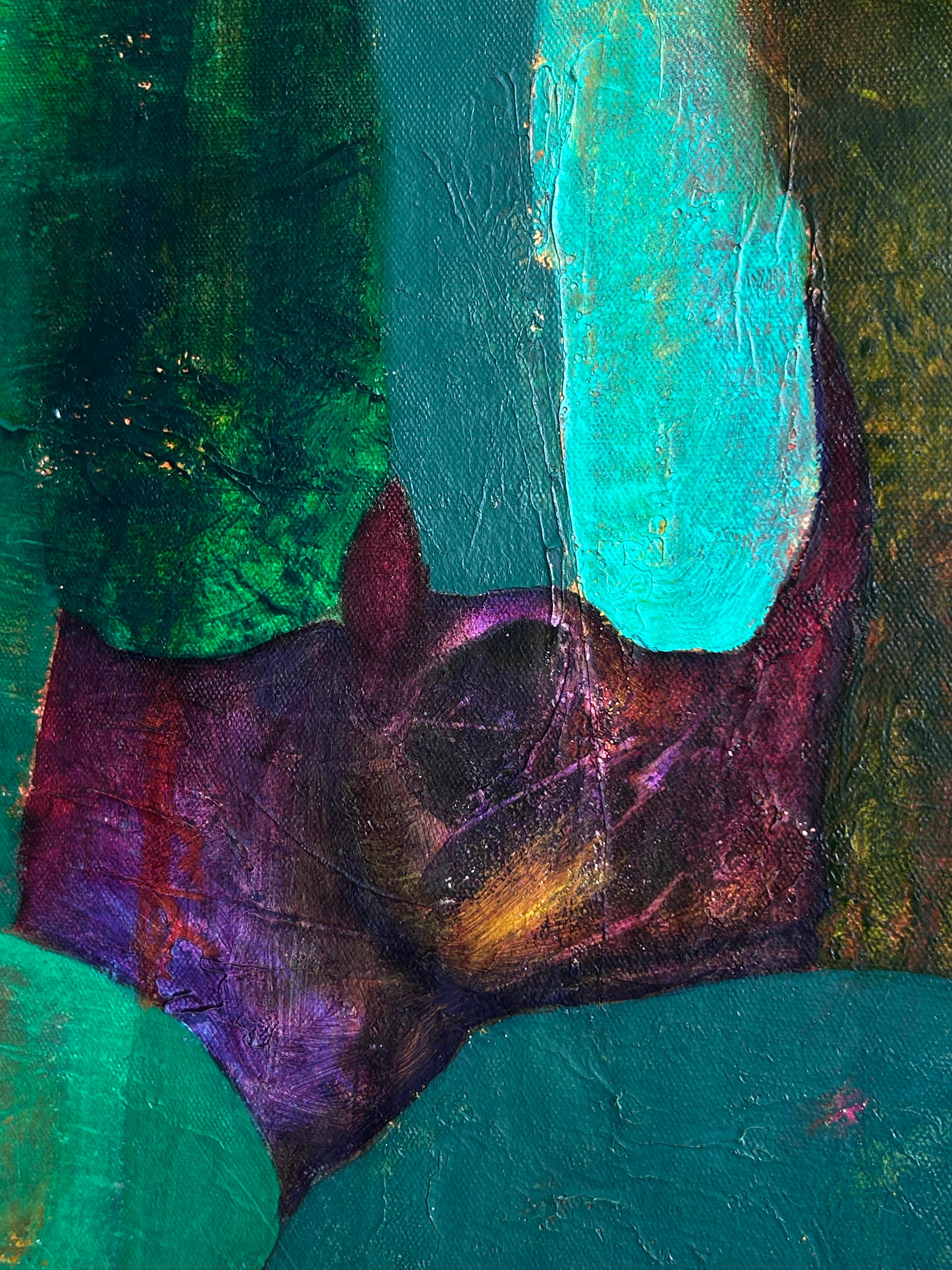 Contemporary Abstract Oil Painting On Canvas. Whispers Of The Jungle For Sale 2