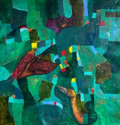 Contemporary Abstract Oil Painting On Canvas. Whispers Of The Jungle