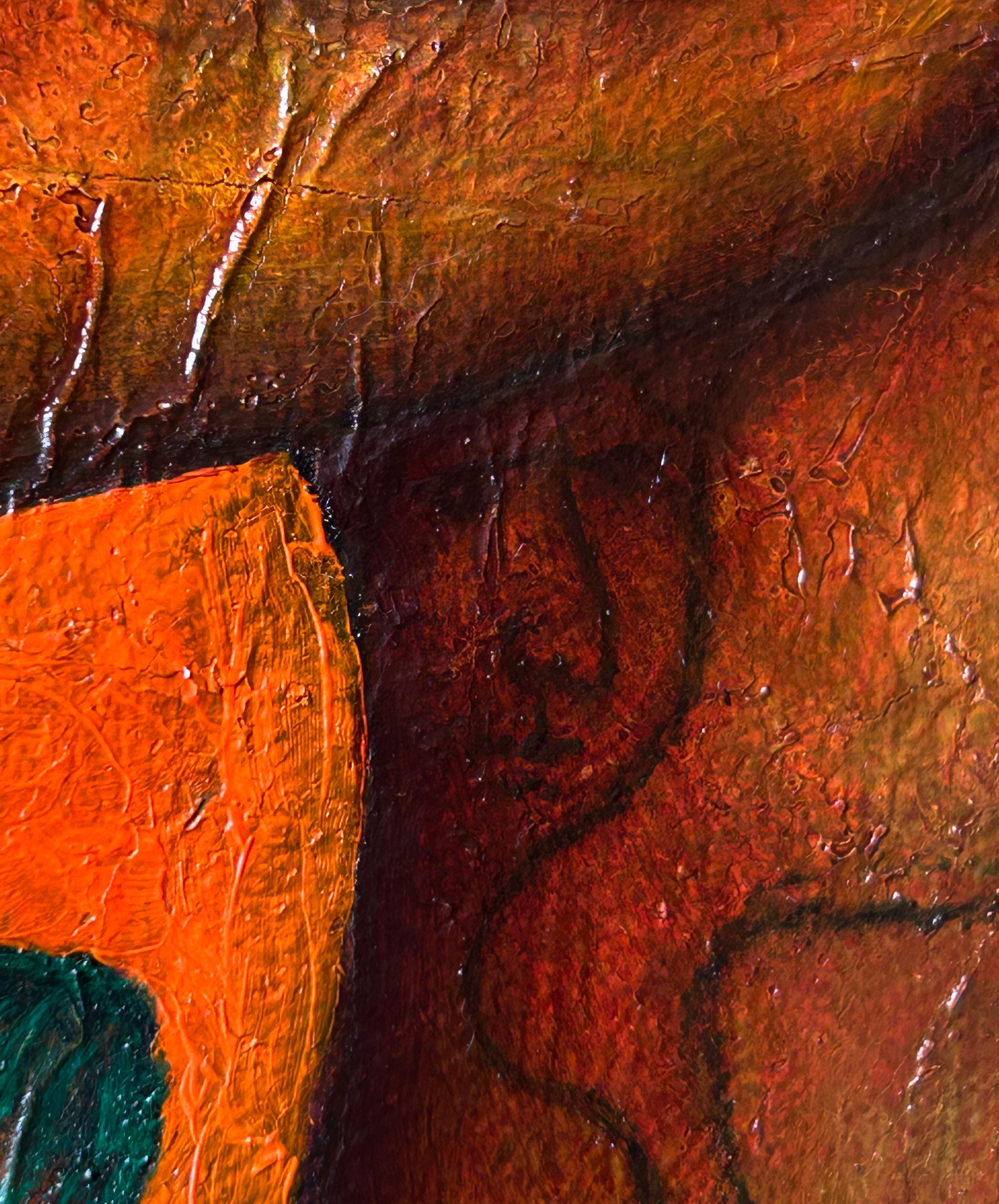 Contemporary Art, Oil on Canvas And Textures, Man-Animal And Flower. “The Gifts” For Sale 6