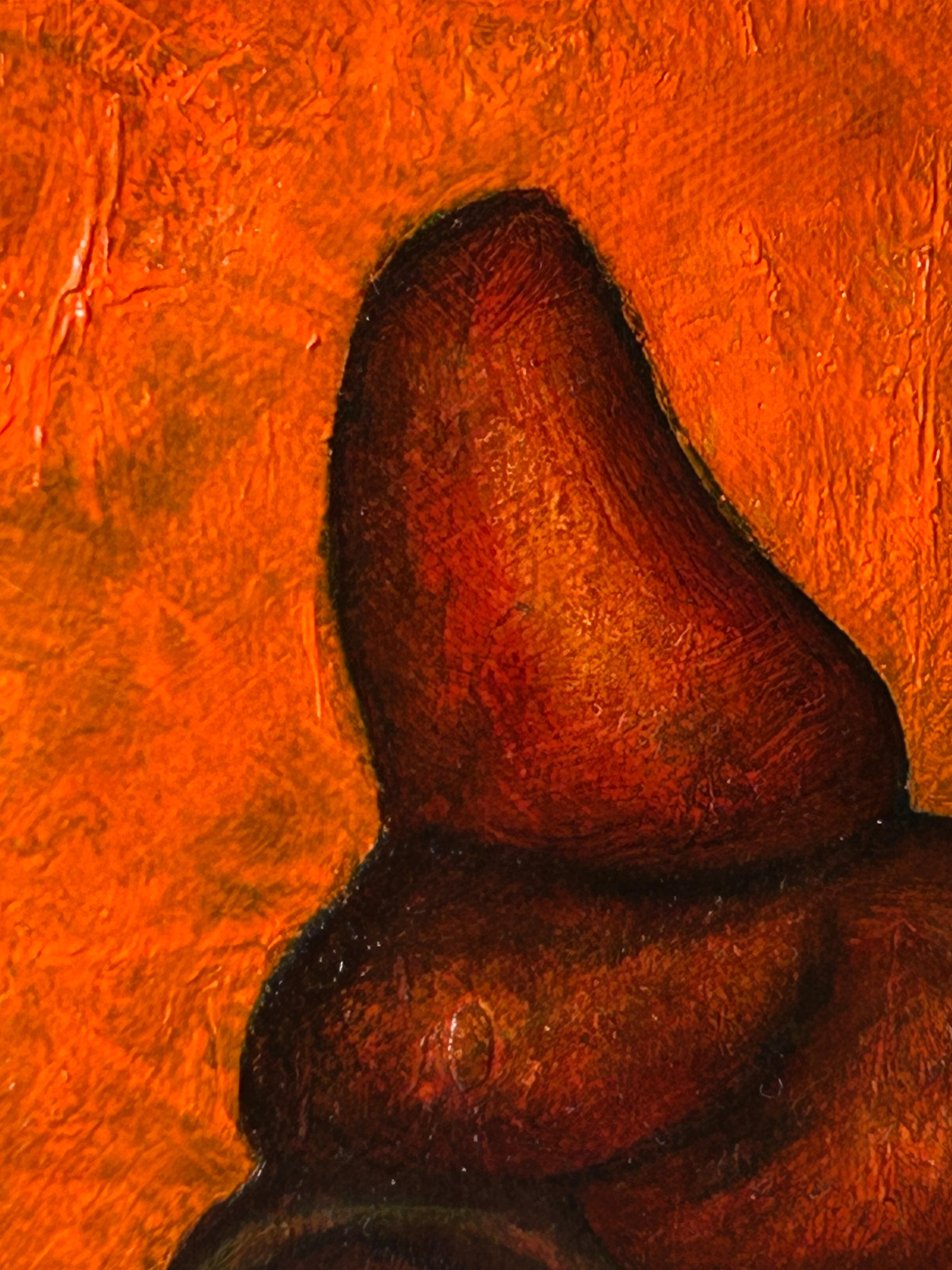 Contemporary Art, Oil on Canvas And Textures, Man-Animal And Flower. “The Gifts” For Sale 8