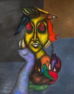 Pintura al óleo figurativa contemporánea sobre lienzo - "Adiós"