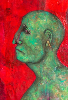 Pintura al óleo figurativa contemporánea sobre lienzo - "Adiós"