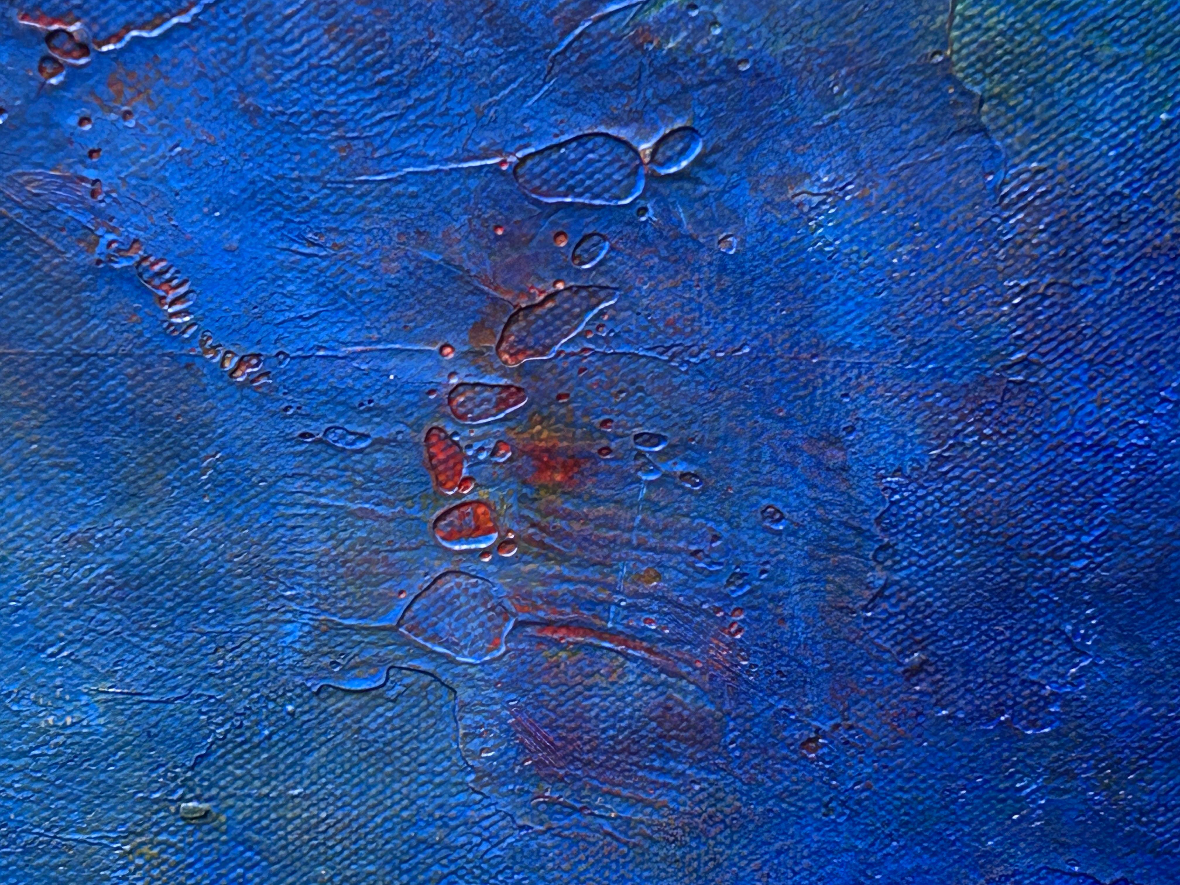 Zeitgenössisches Öl auf Leinwand, figurativ und Gold. 