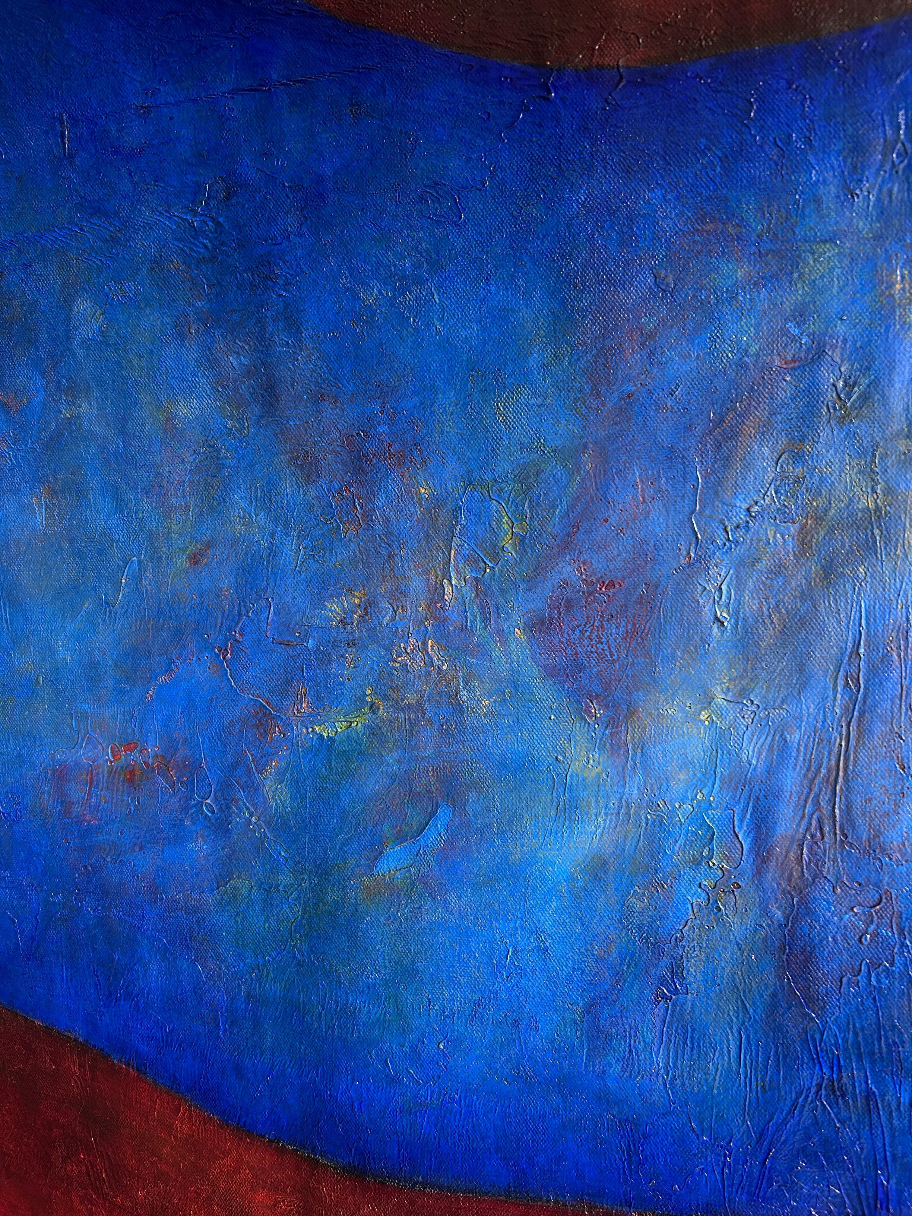 Zeitgenössisches Öl auf Leinwand, figurativ und Gold. 