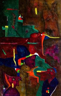 Pintura al óleo contemporánea sobre lienzo, figurativa abstracta. "Visiones de un sueño"
