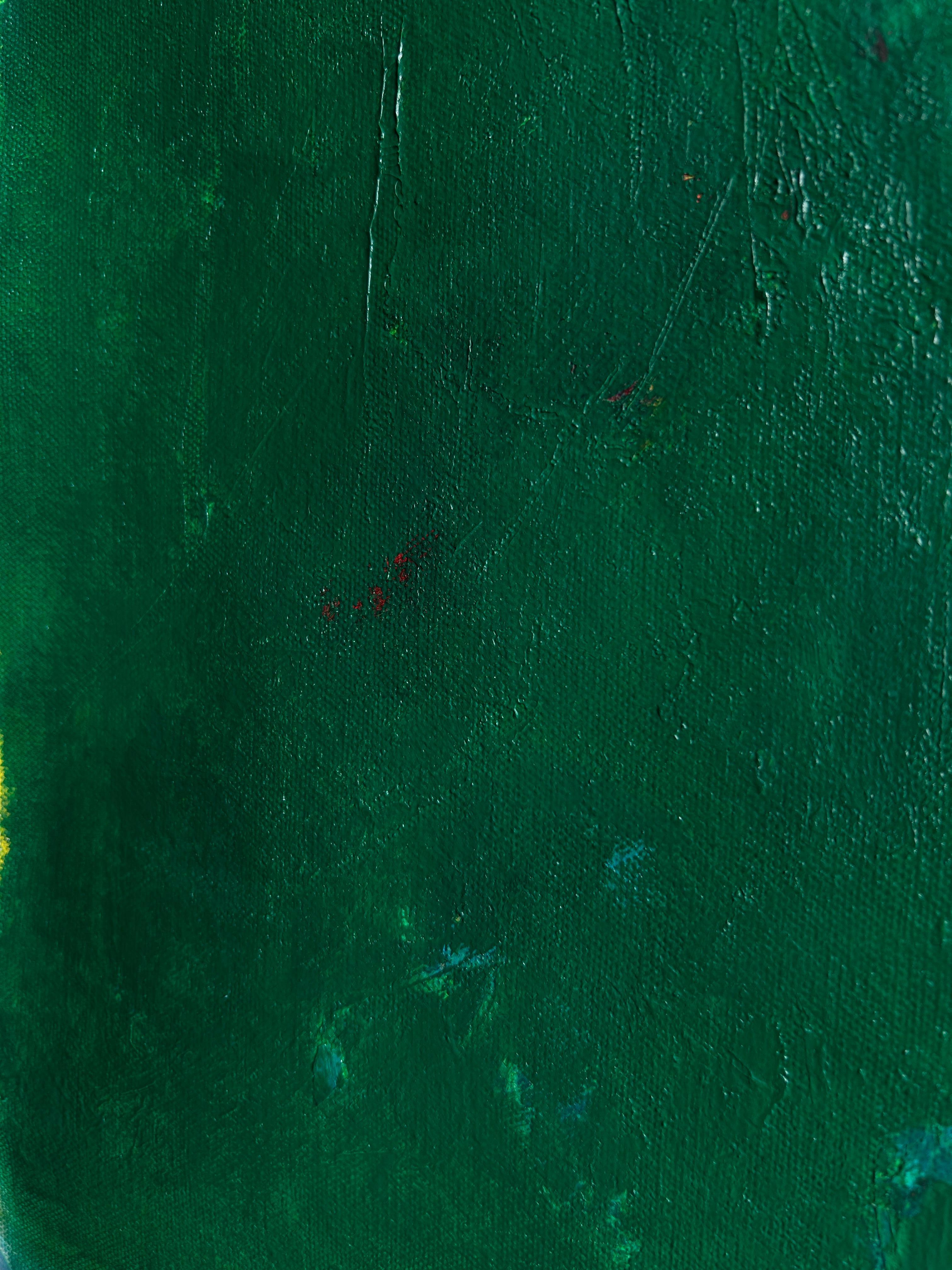 Zeitgenössisches Ölgemälde auf Leinwand Grün und Lila. Der leuchtende Moment #3 im Angebot 8