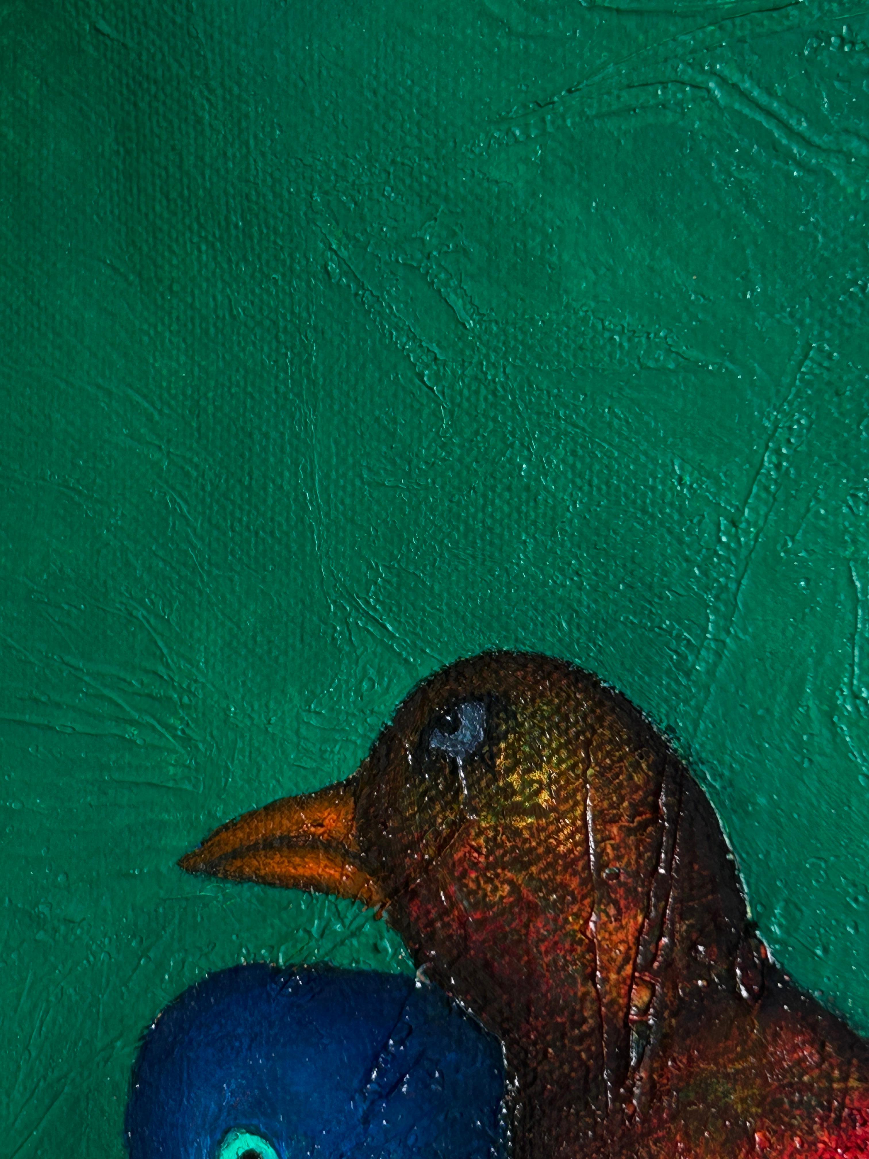 Zeitgenössisches Ölgemälde auf Leinwand Grün und Lila. Der leuchtende Moment #3 im Angebot 1