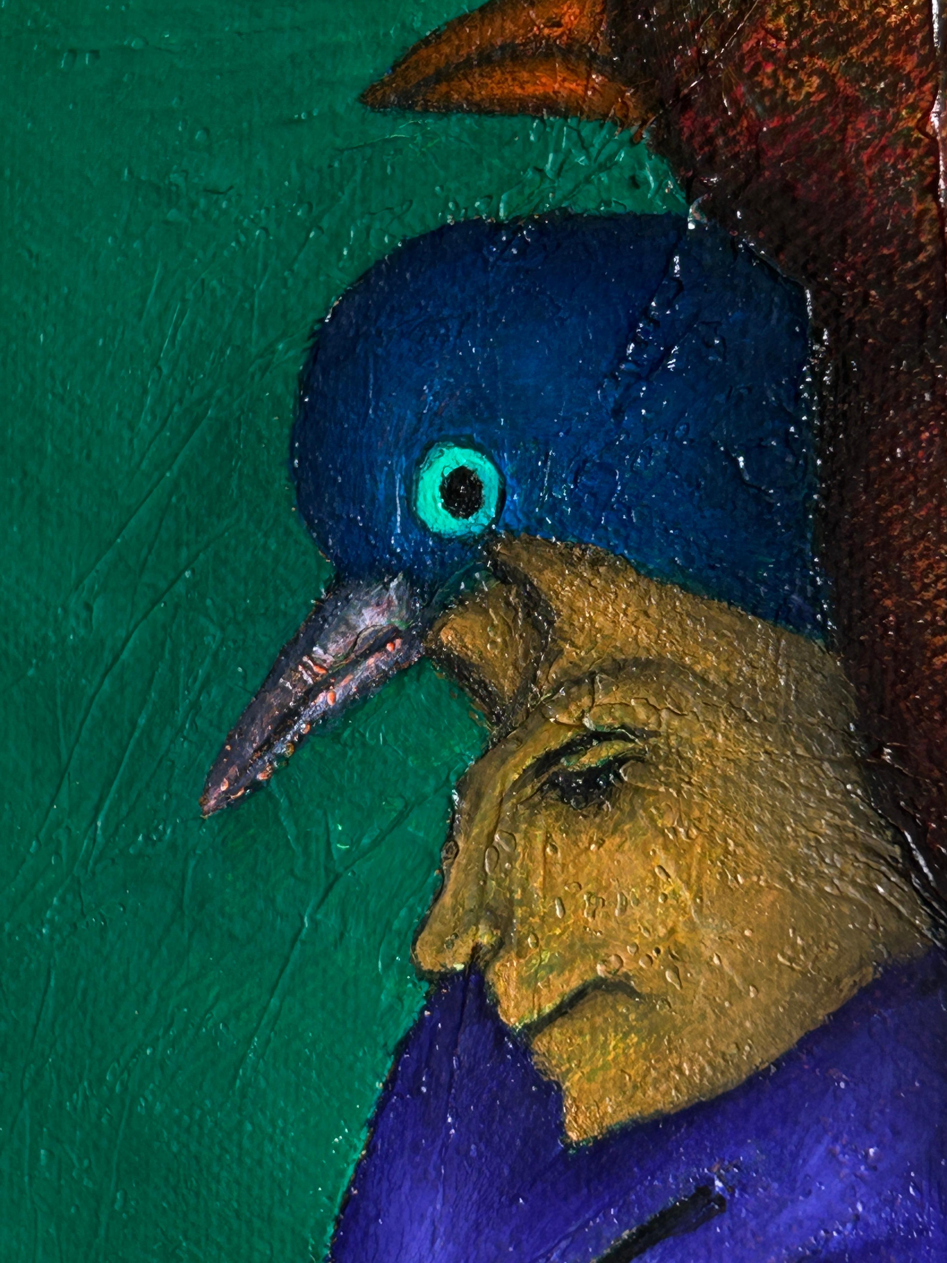 Zeitgenössisches Ölgemälde auf Leinwand Grün und Lila. Der leuchtende Moment #3 im Angebot 2