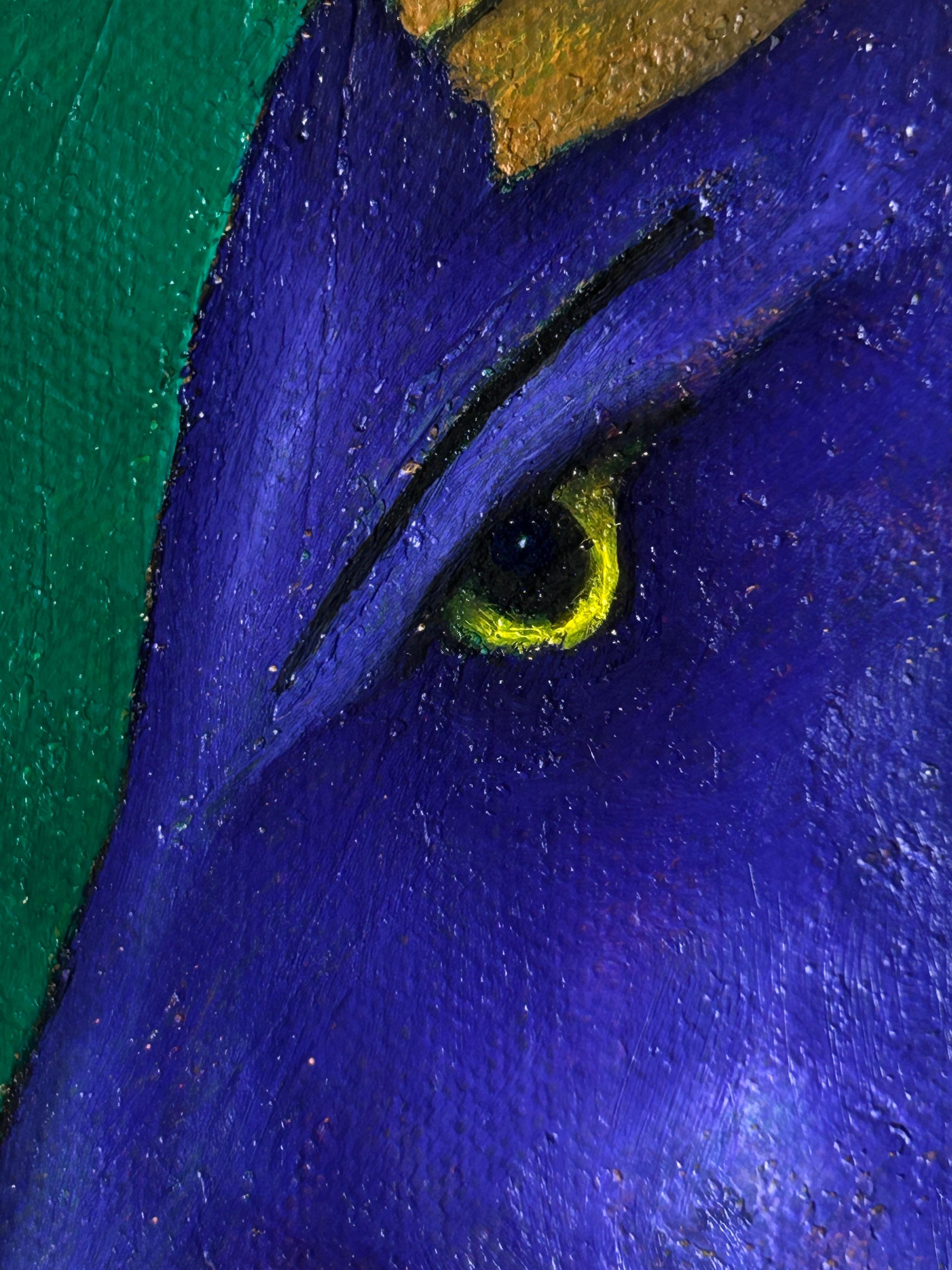 Zeitgenössisches Ölgemälde auf Leinwand Grün und Lila. Der leuchtende Moment #3 im Angebot 5