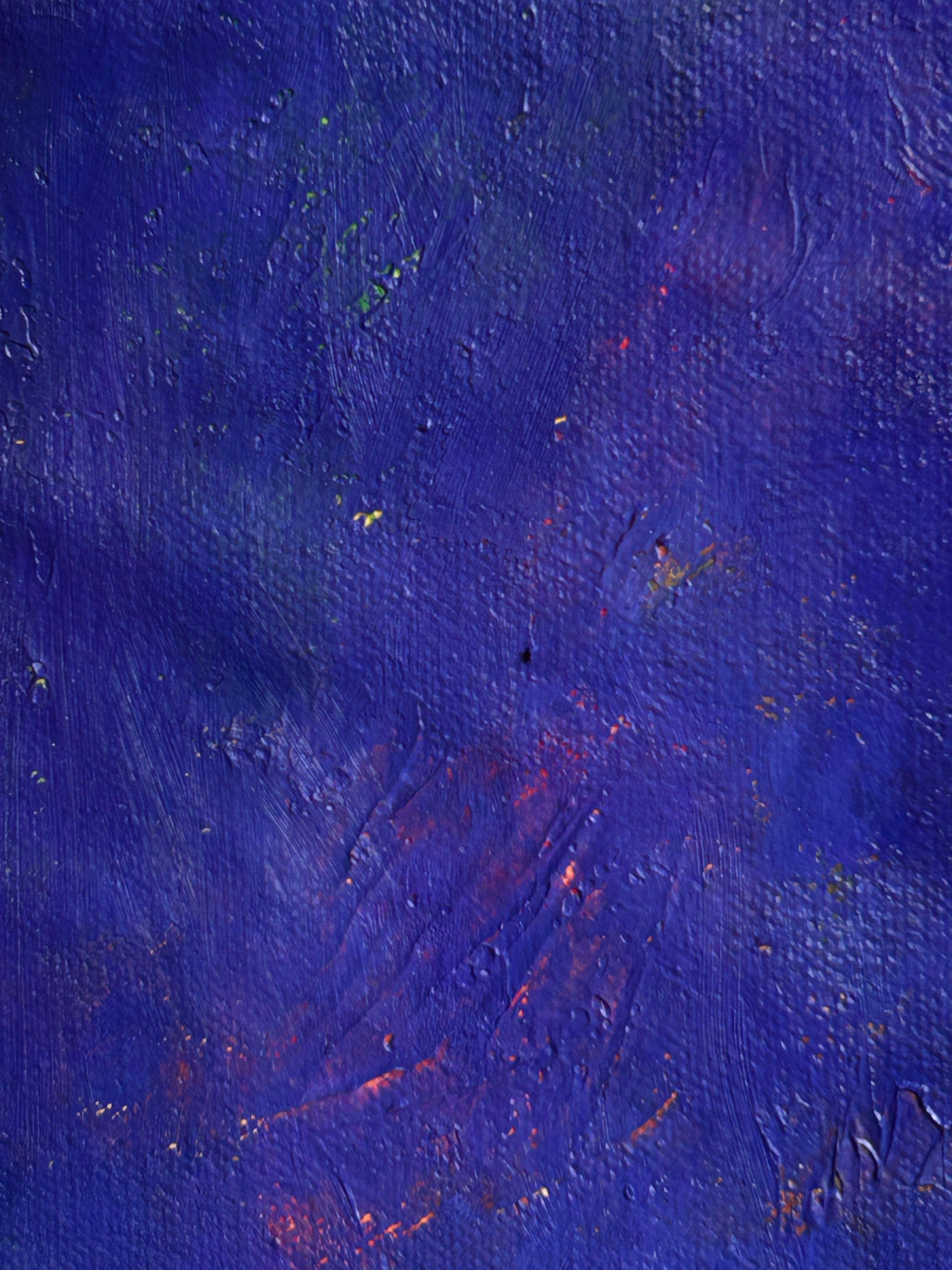 Zeitgenössisches Ölgemälde auf Leinwand Grün und Lila. Der leuchtende Moment #3 im Angebot 6