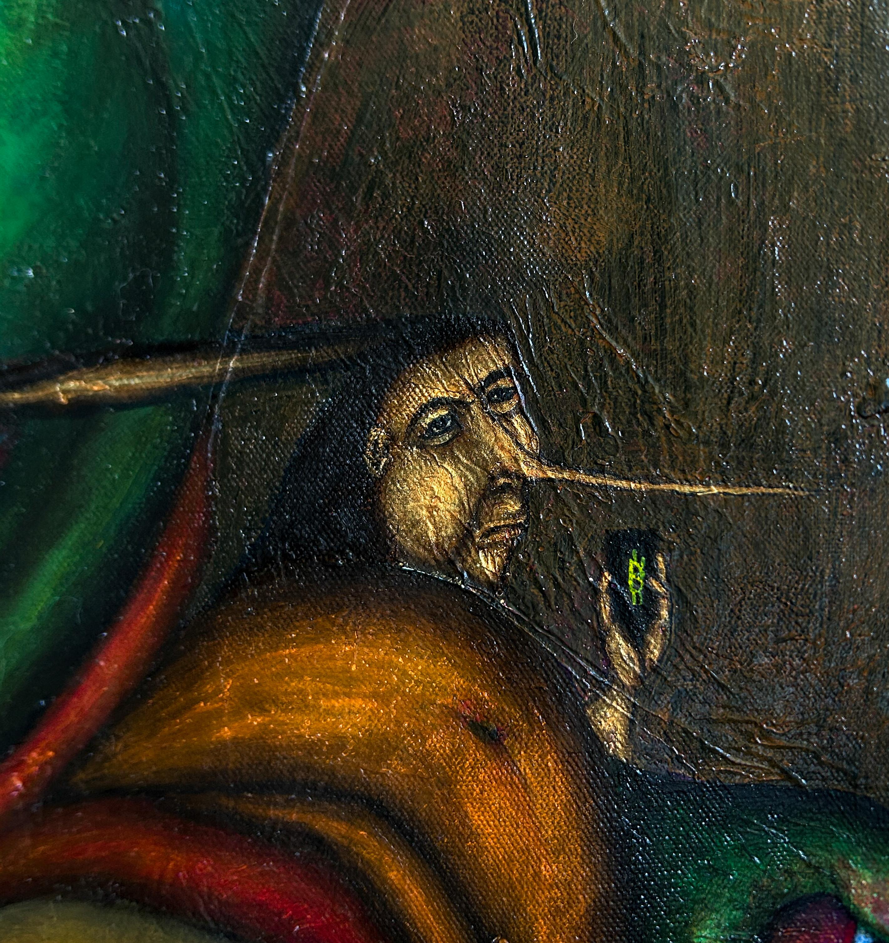 Contemporary Ölgemälde mit Figuren und Tieren 