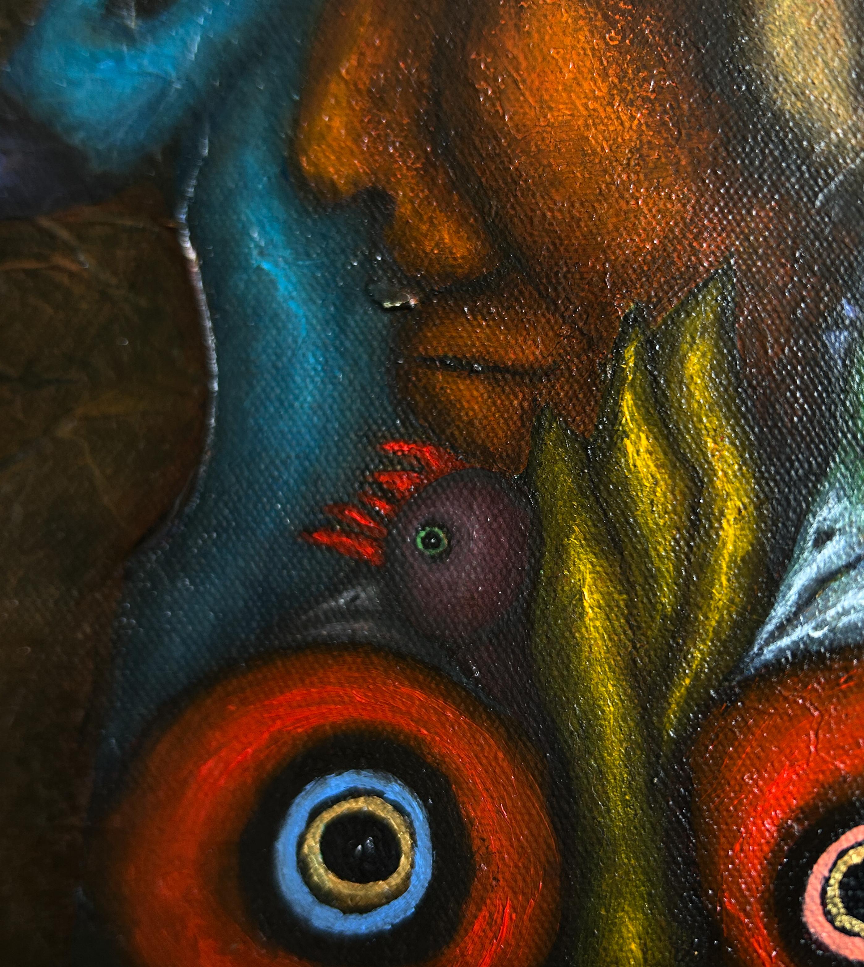 Contemporary Ölgemälde mit Figuren und Tieren 