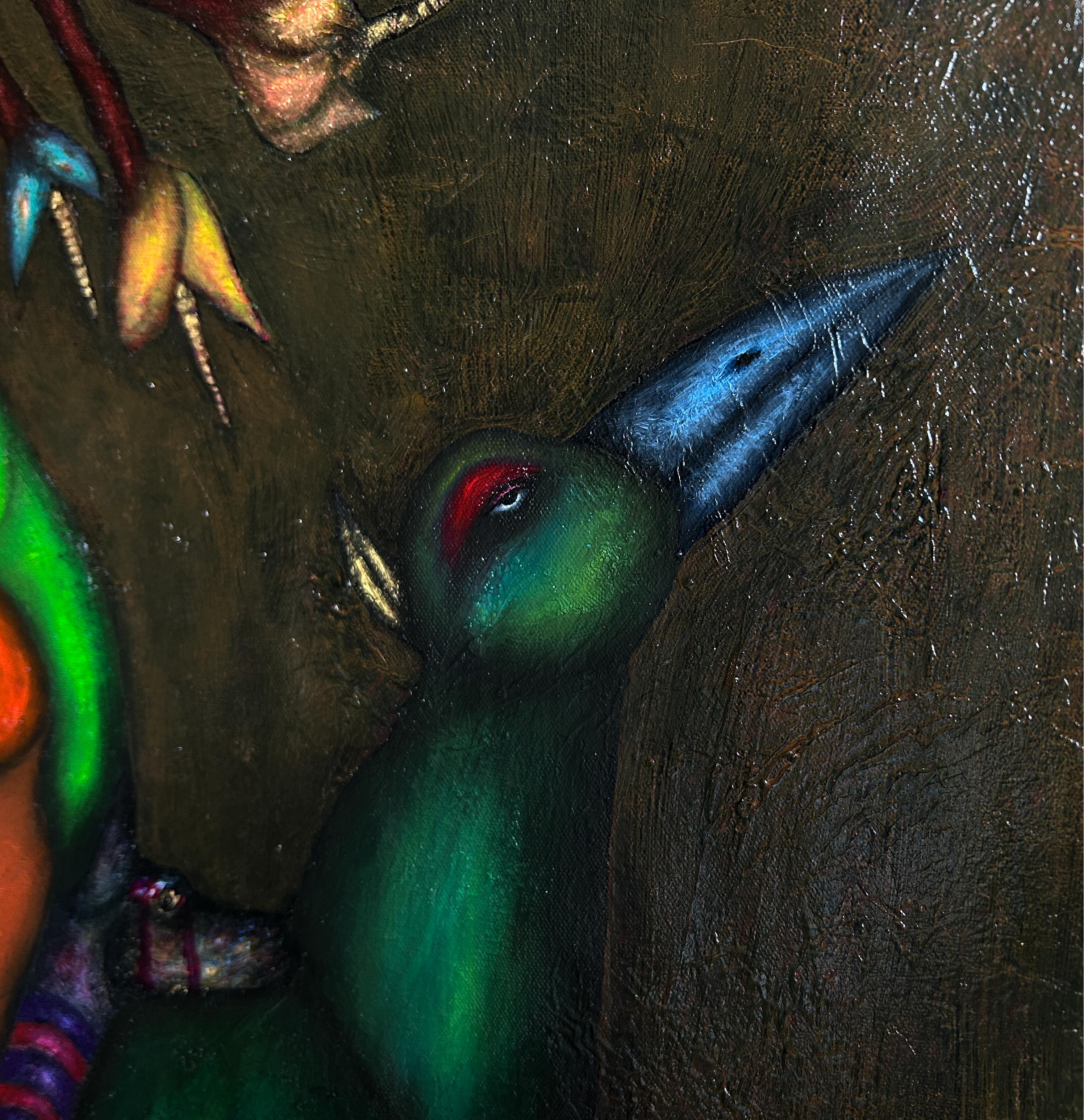 Contemporary Ölgemälde mit Figuren und Tieren 
