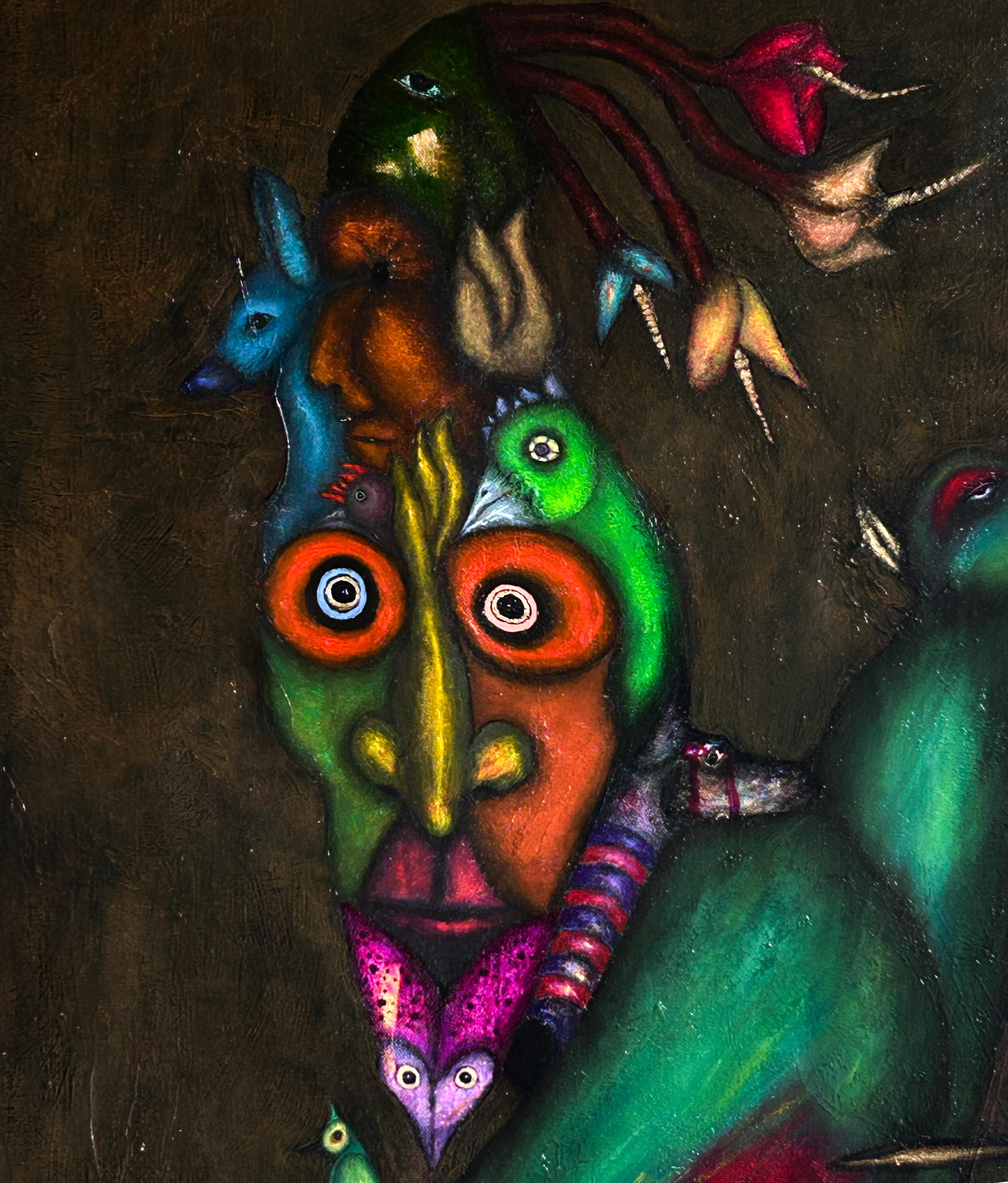 Contemporary Ölgemälde mit Figuren und Tieren 