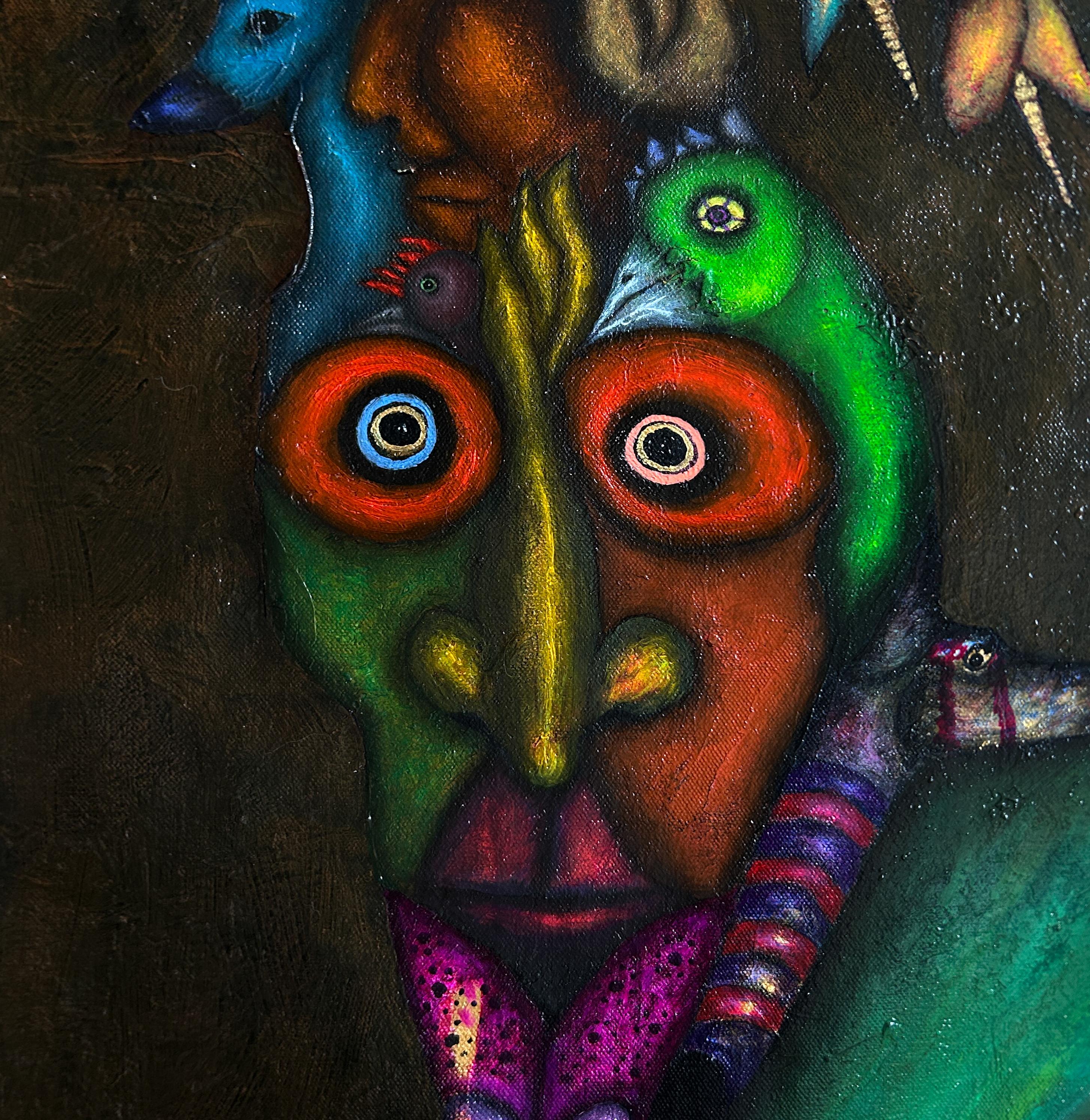 Contemporary Ölgemälde mit Figuren und Tieren 