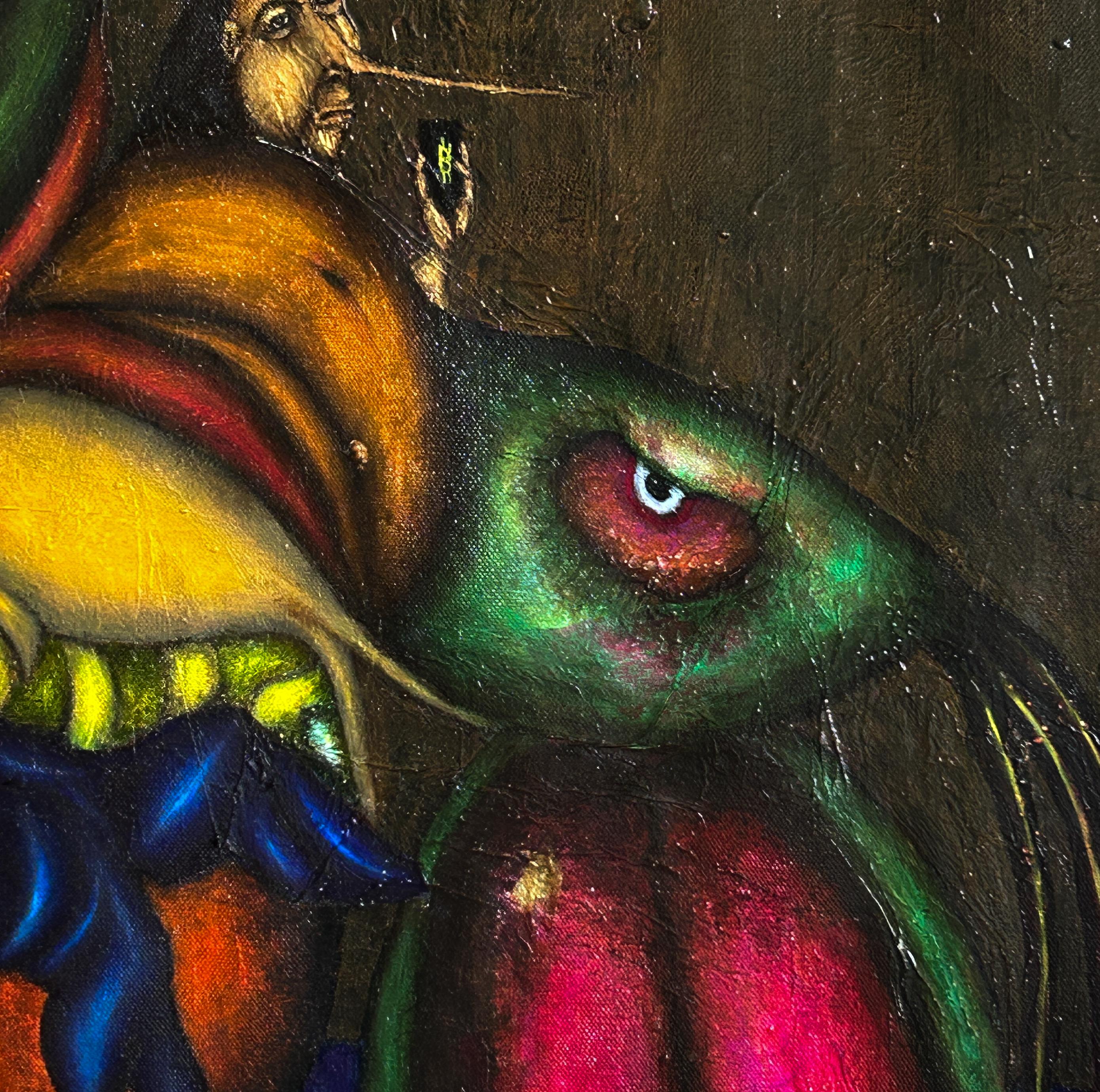 Contemporary Ölgemälde mit Figuren und Tieren 