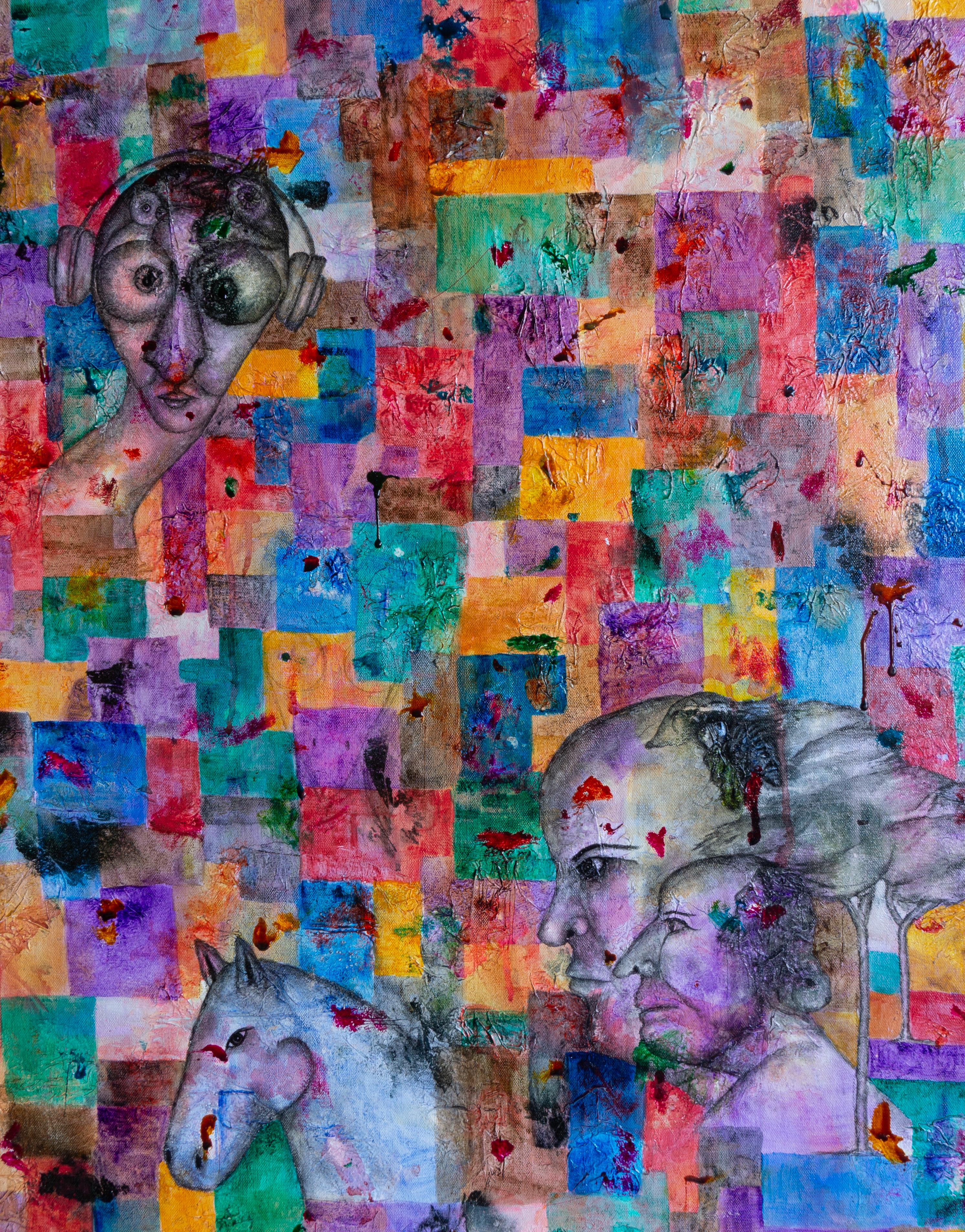 Abstract Painting di Luis Alexander Rodríguez (Ie-Xiua) - Entropy, olio su tela figurativo e astratto