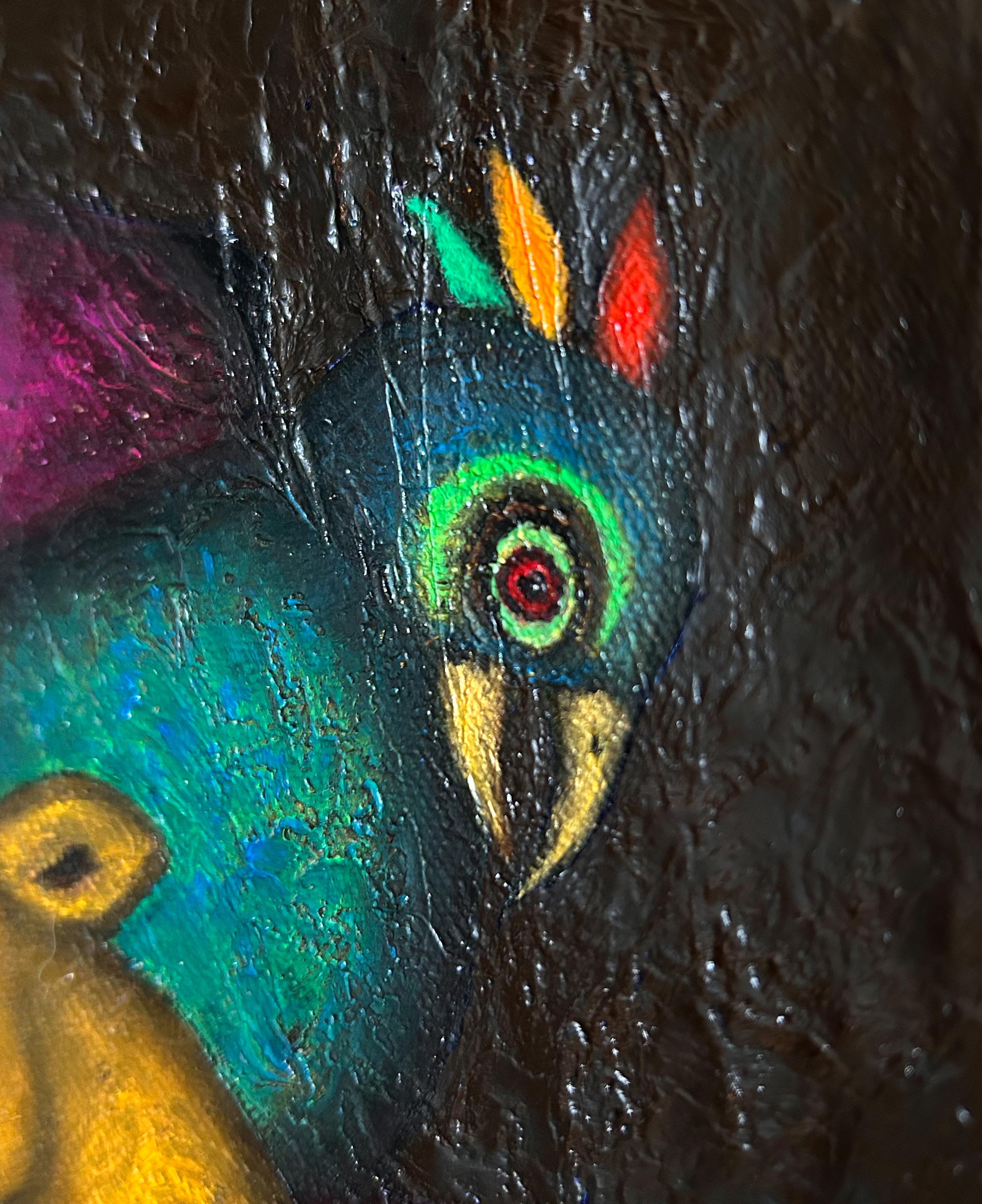 Figurative and abstract oil painting on canvas mixed technique. 