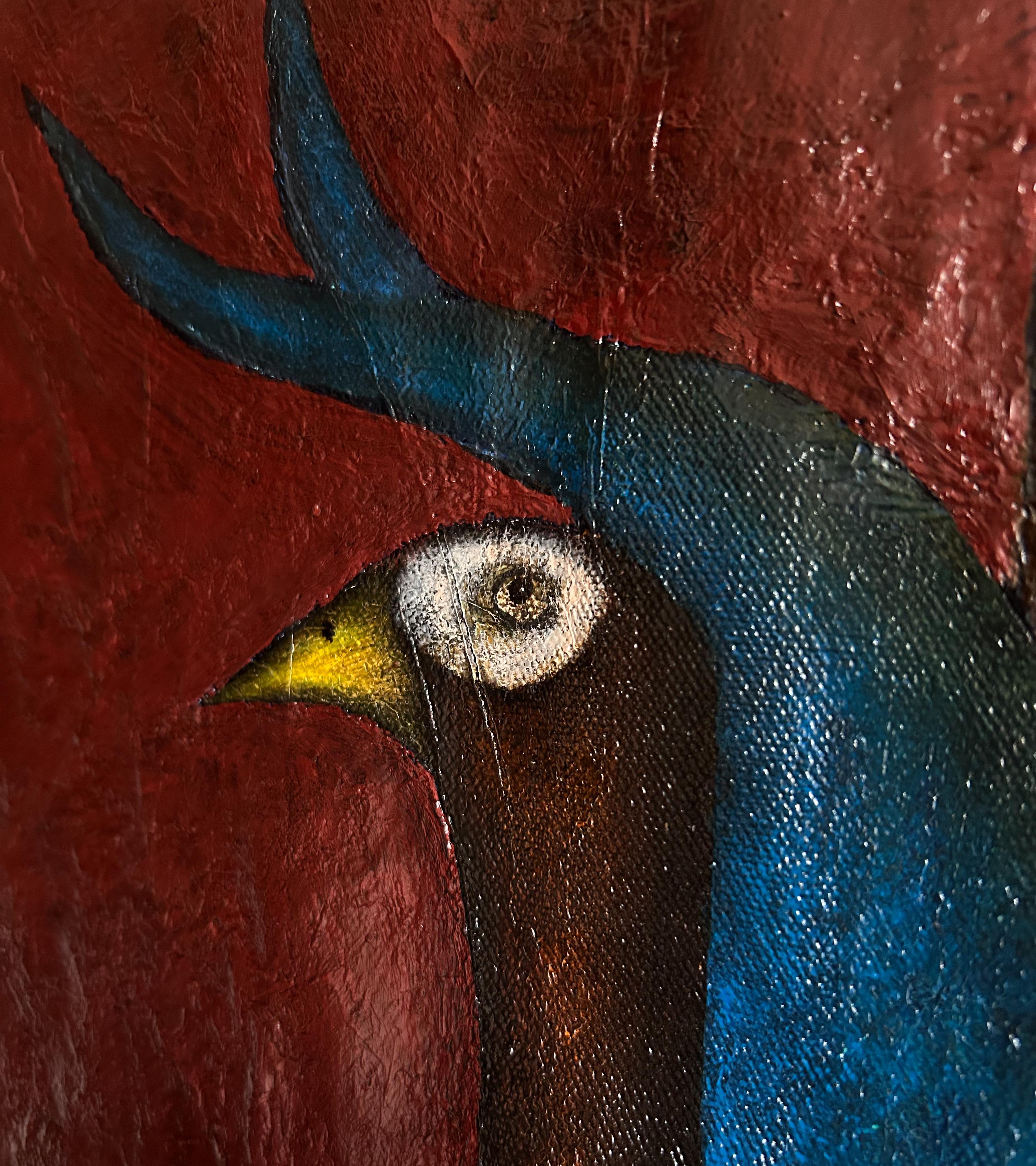 Figurative and abstract oil painting on canvas mixed technique. 