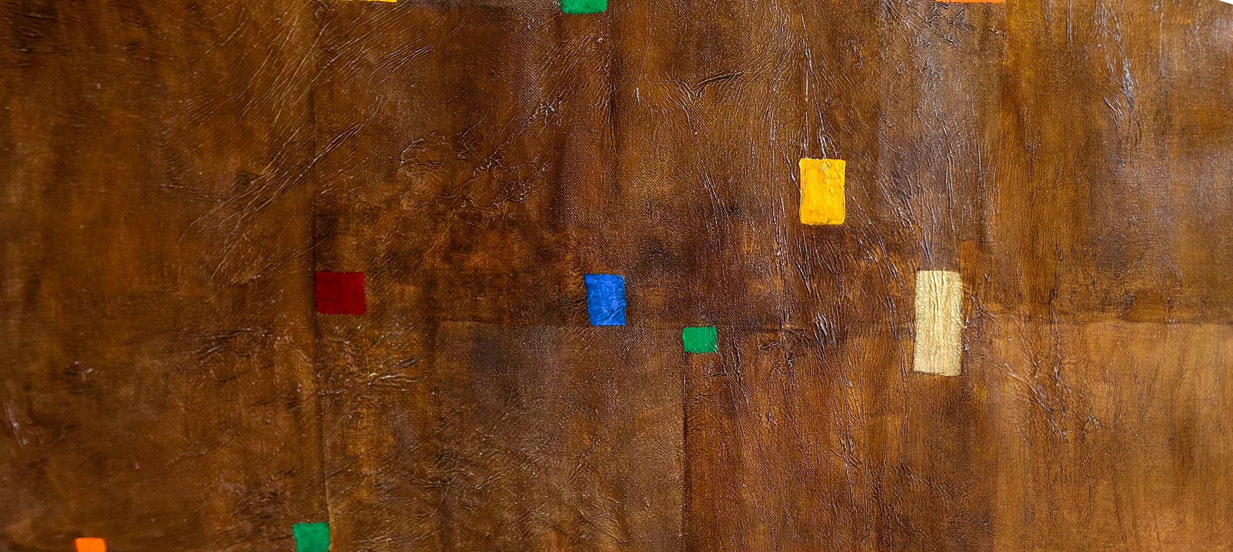 Figurative and abstract oil painting on canvas mixed technique. 