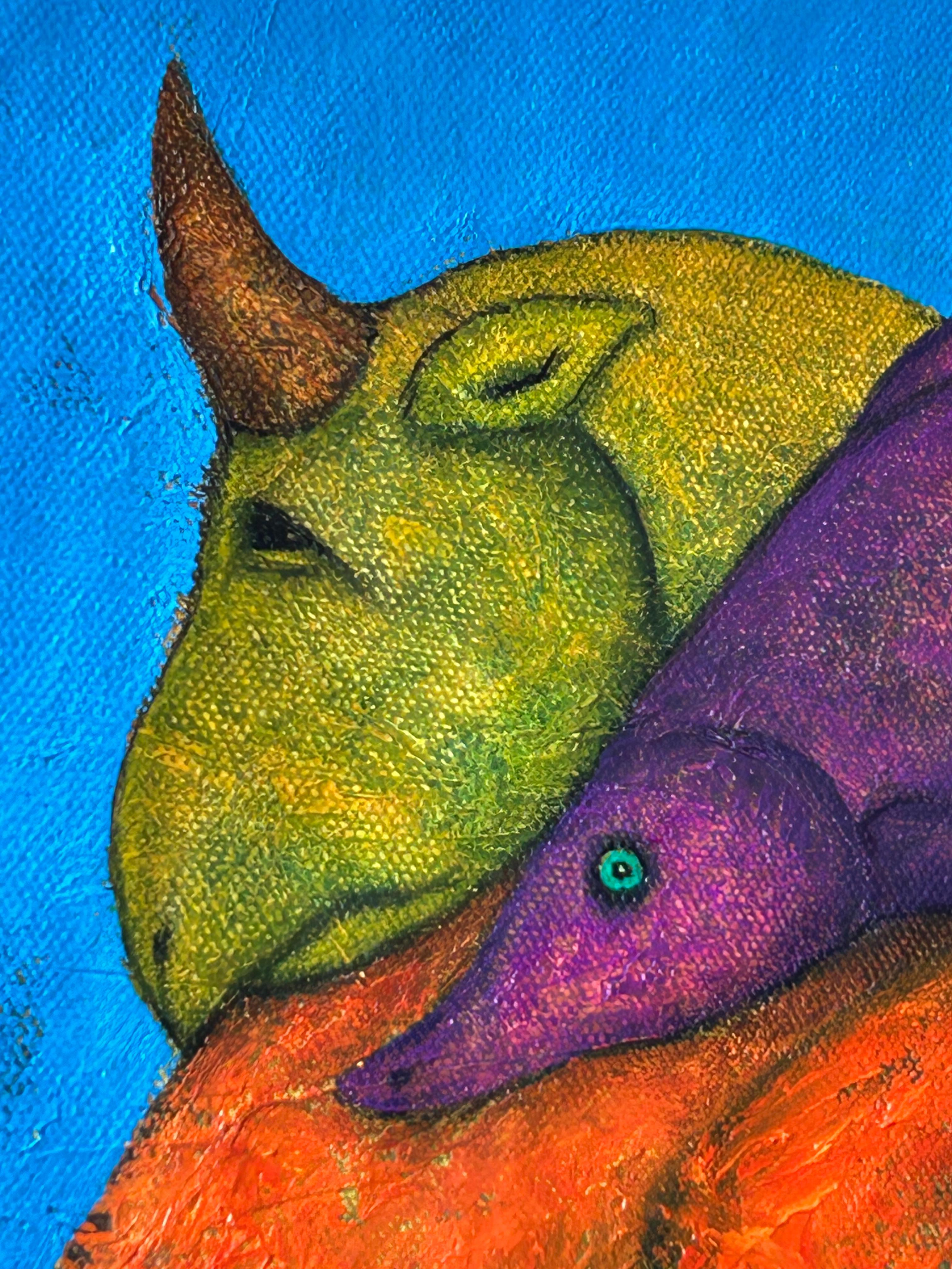 Ölgemälde auf Leinwand und Blattgold „The Luminous Moment #1 Blau und Orange“ im Angebot 2