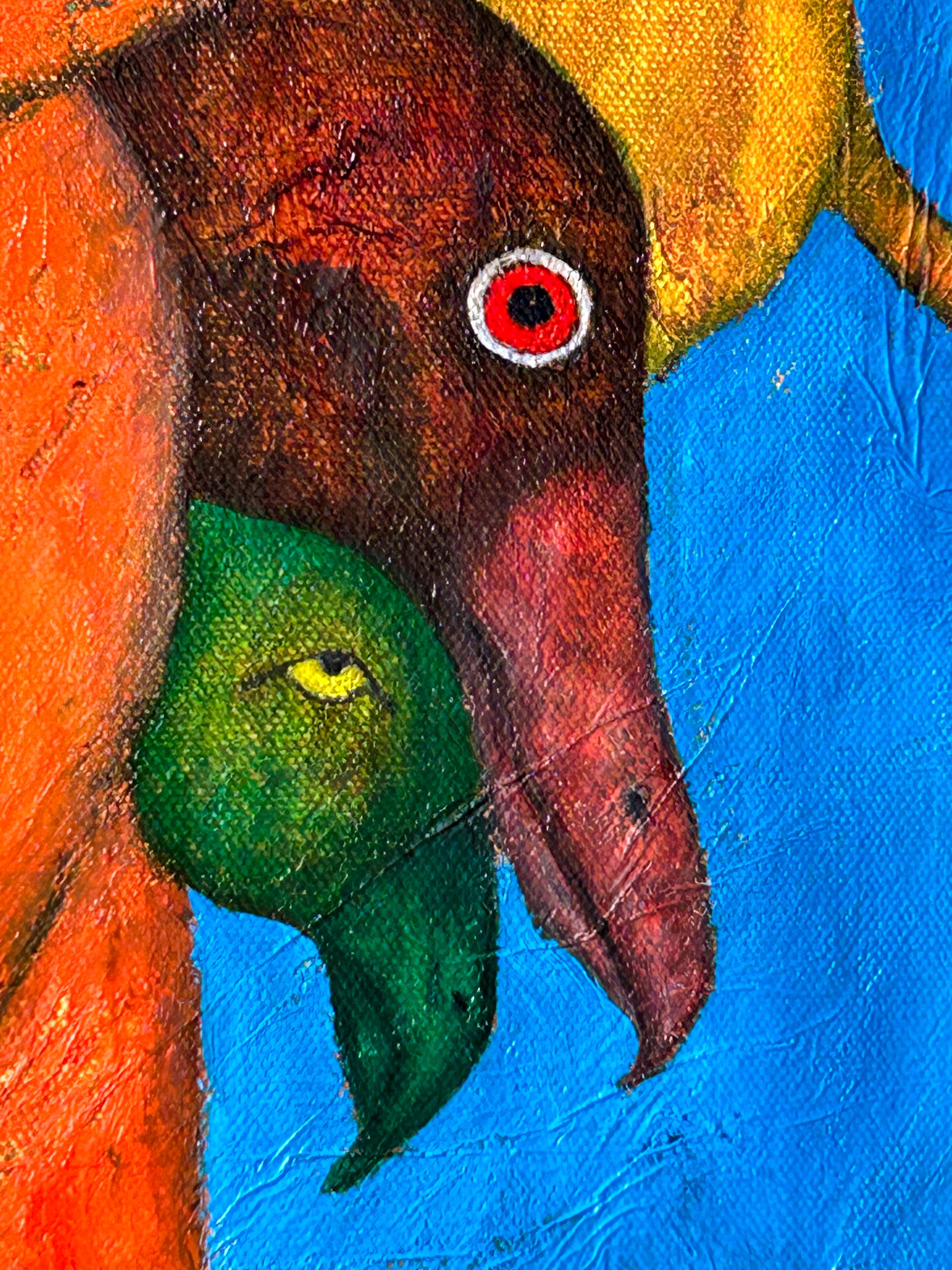 Ölgemälde auf Leinwand und Blattgold „The Luminous Moment #1 Blau und Orange“ im Angebot 3