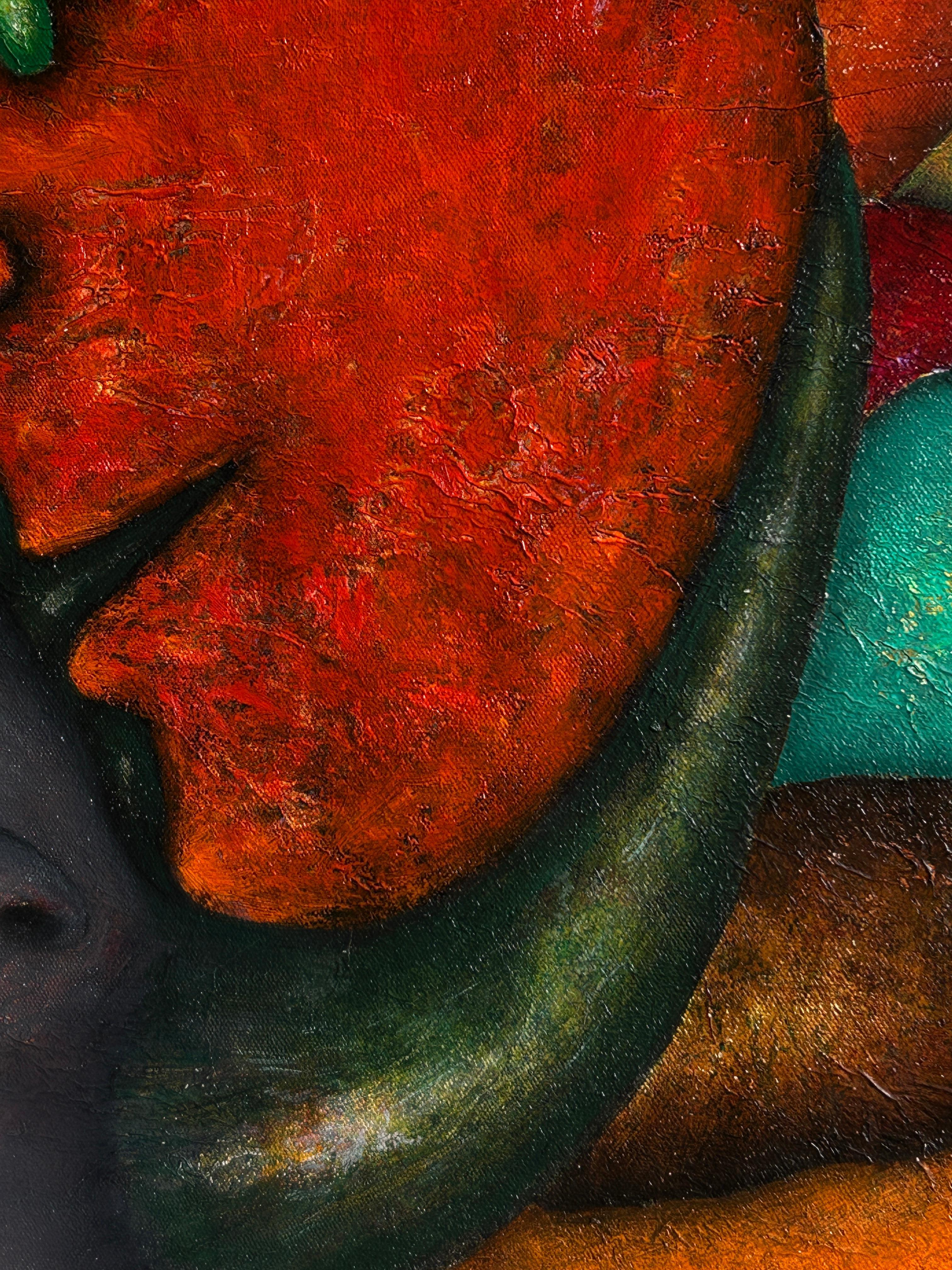 Figurative Oil Painting on Canvas and Animals. 