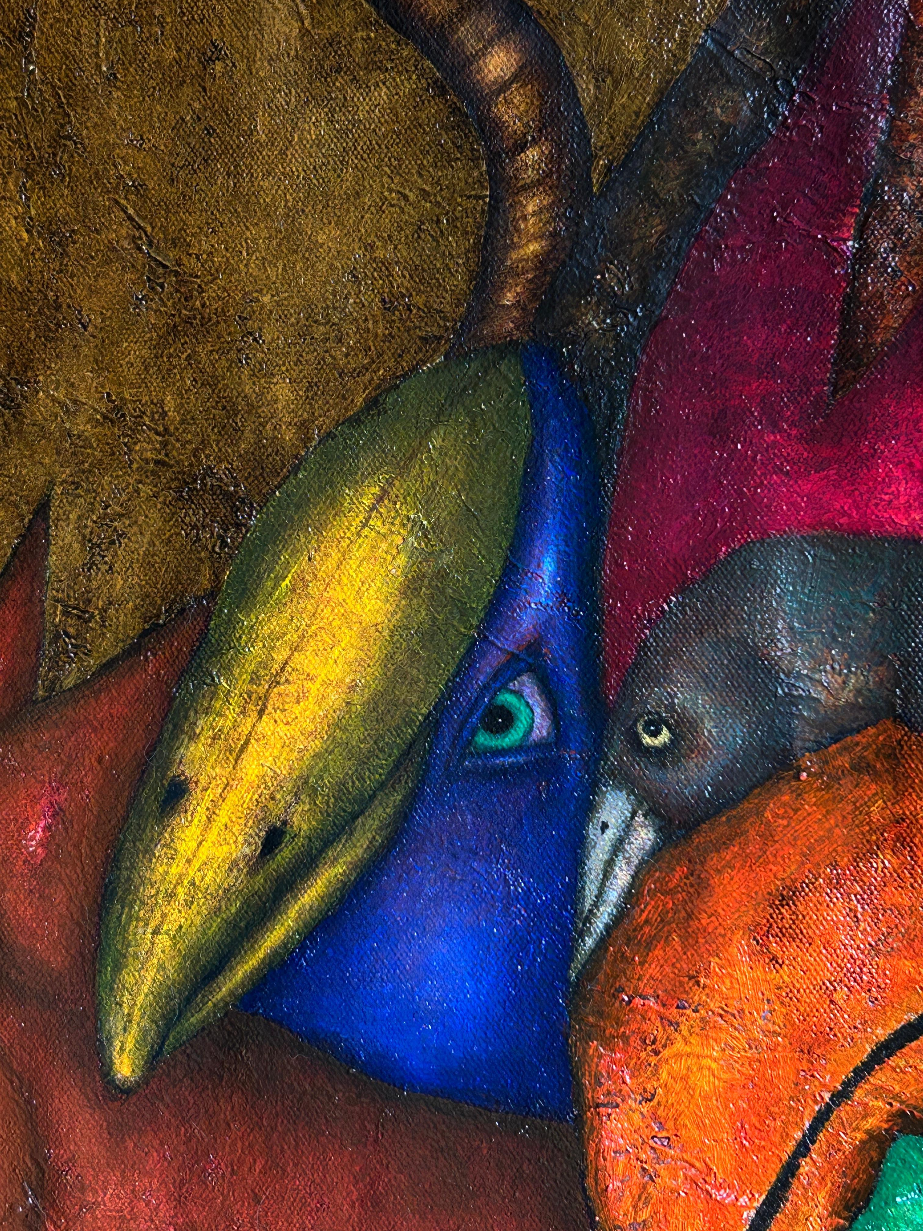 Figurative Oil Painting on Canvas and Animals. 