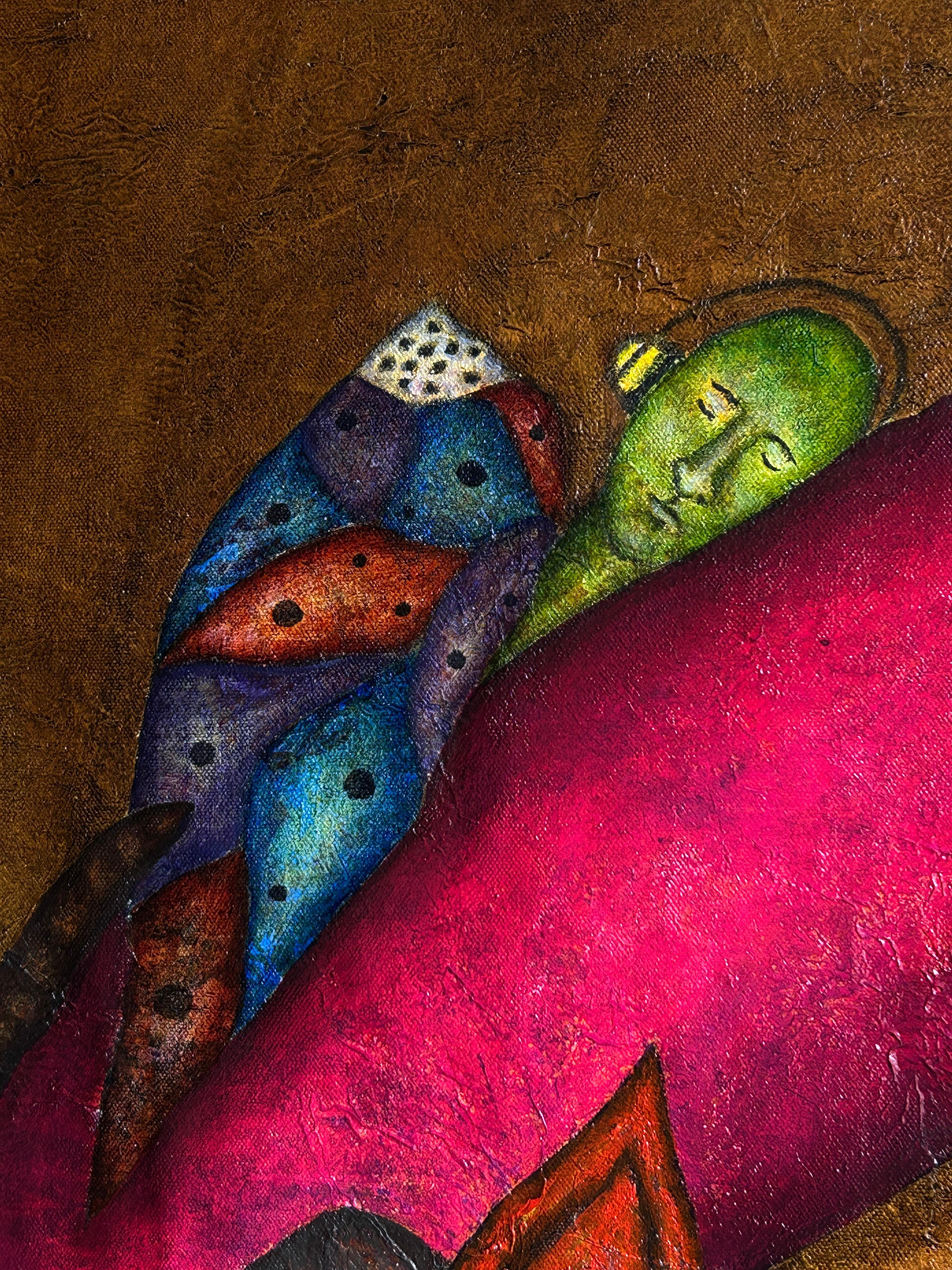 Figurative Oil Painting on Canvas and Animals. 