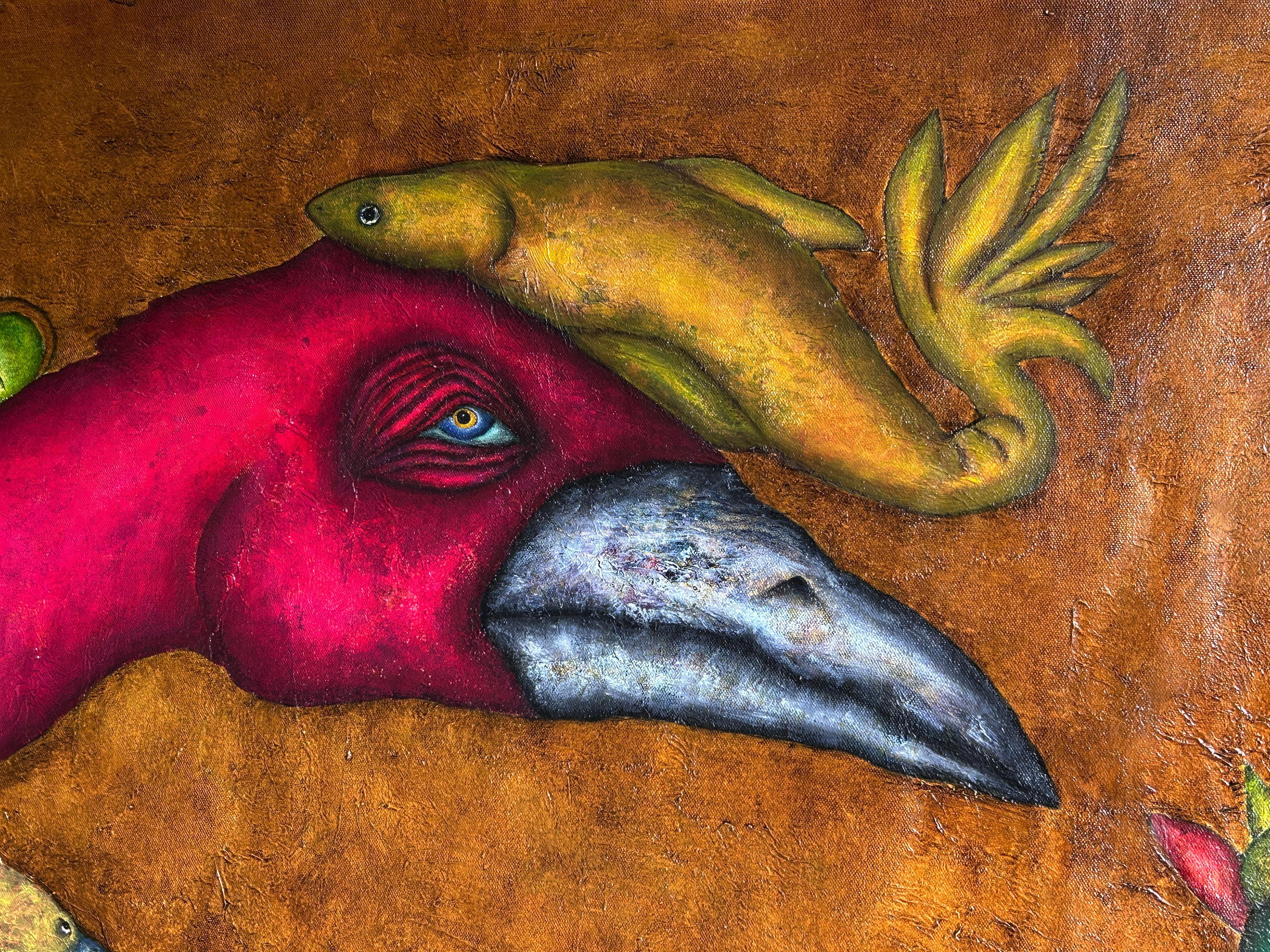 Figurative Oil Painting on Canvas and Animals. 