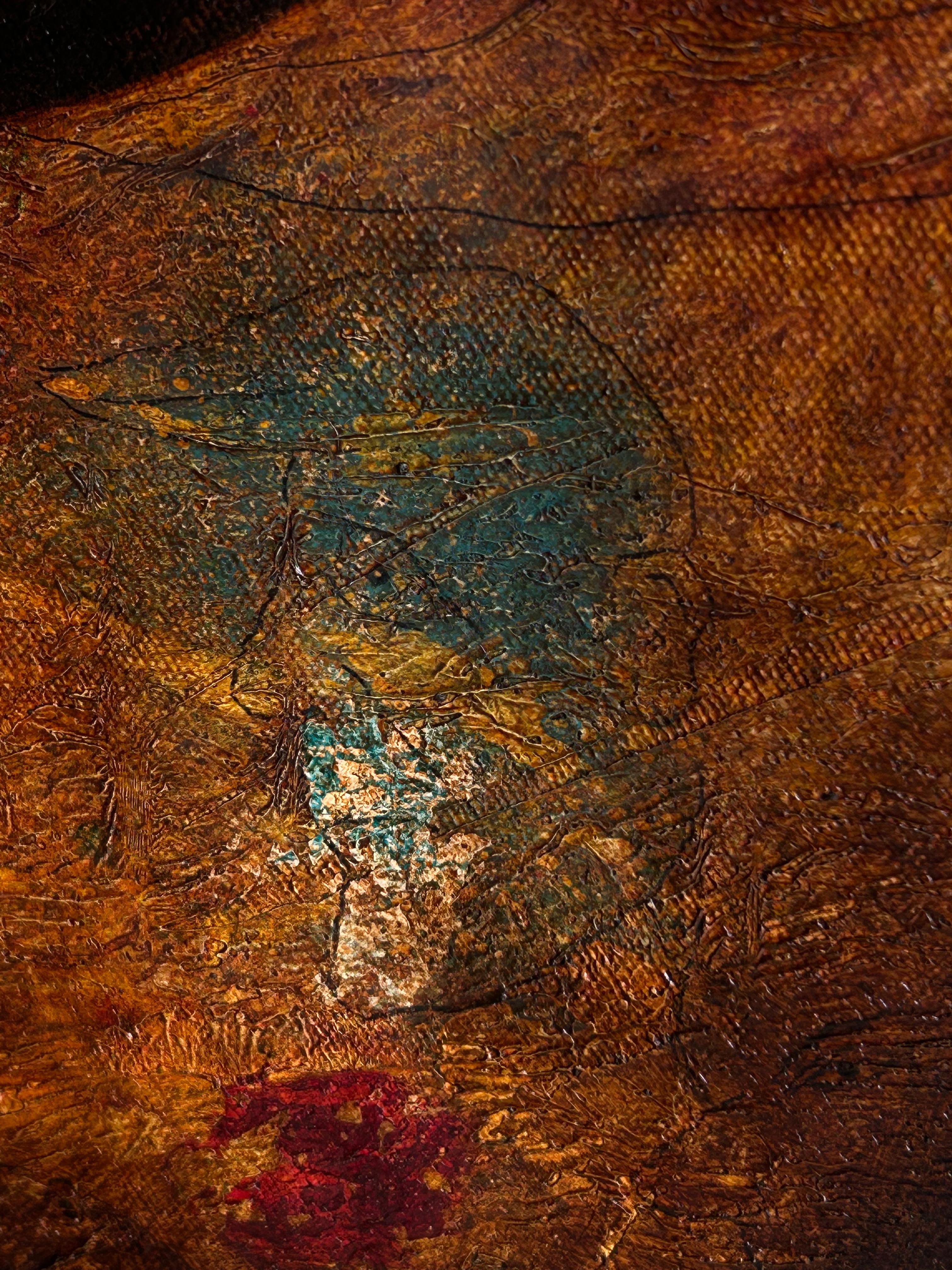 Oil Painting On Canvas In Blue Tones And Texture. 