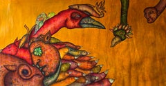 Peinture à l'huile figurative sur toile avec oiseaux « Symphony 2 »