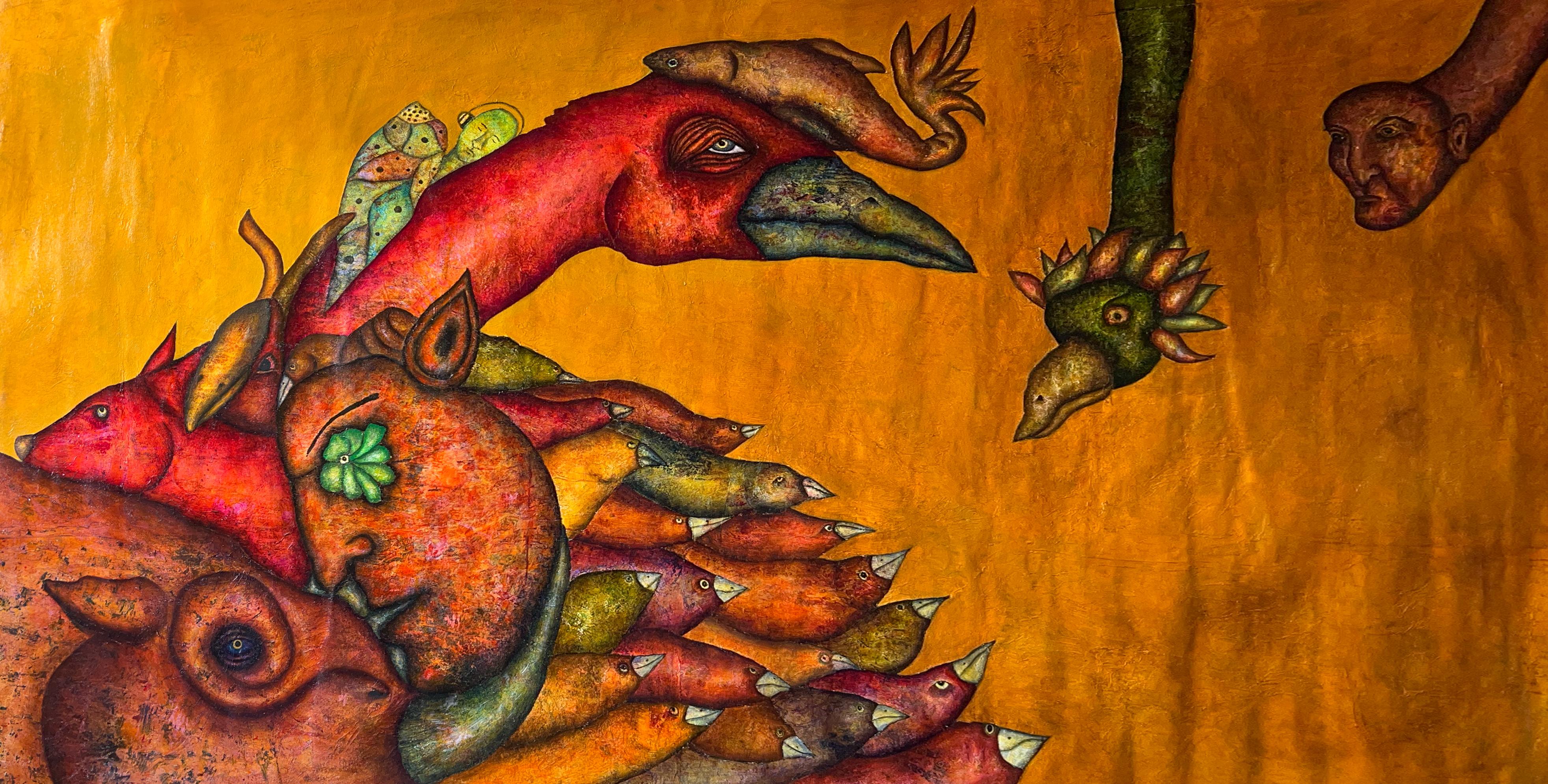 Peinture à l'huile figurative sur toile avec oiseaux « Symphony 2 »