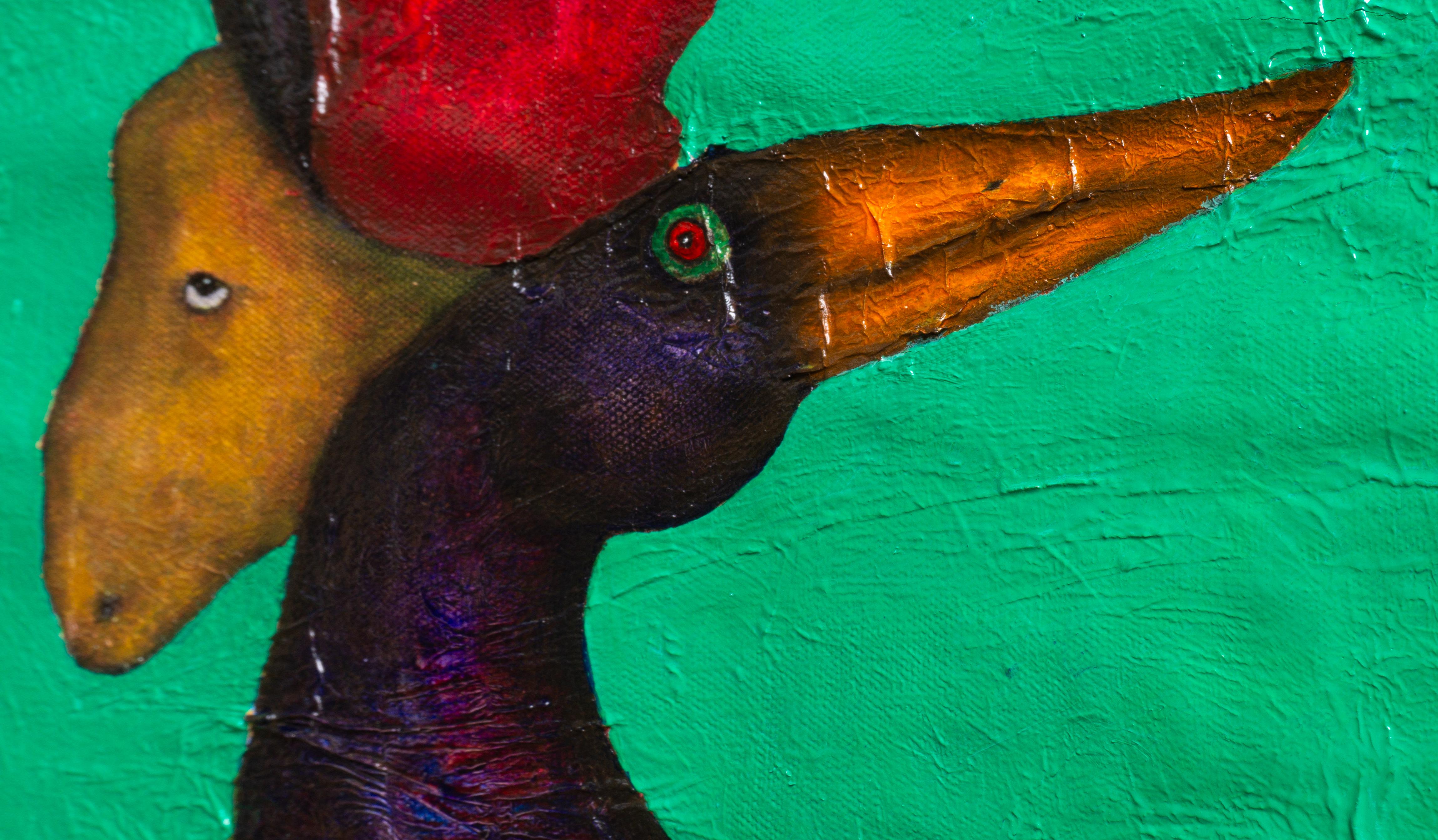 FIGURATIVE Gemälde Tier „Emaragd-Whispers“, Öltextur, gemischt 2022 im Angebot 2