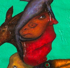 Figurative  Painting Animal "Emerald Whispers", Oil Textured Mixed