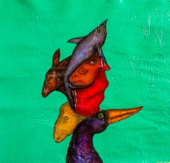 Figuratif  Peinture animalière Émeraude Whispers, huile texturée mixte