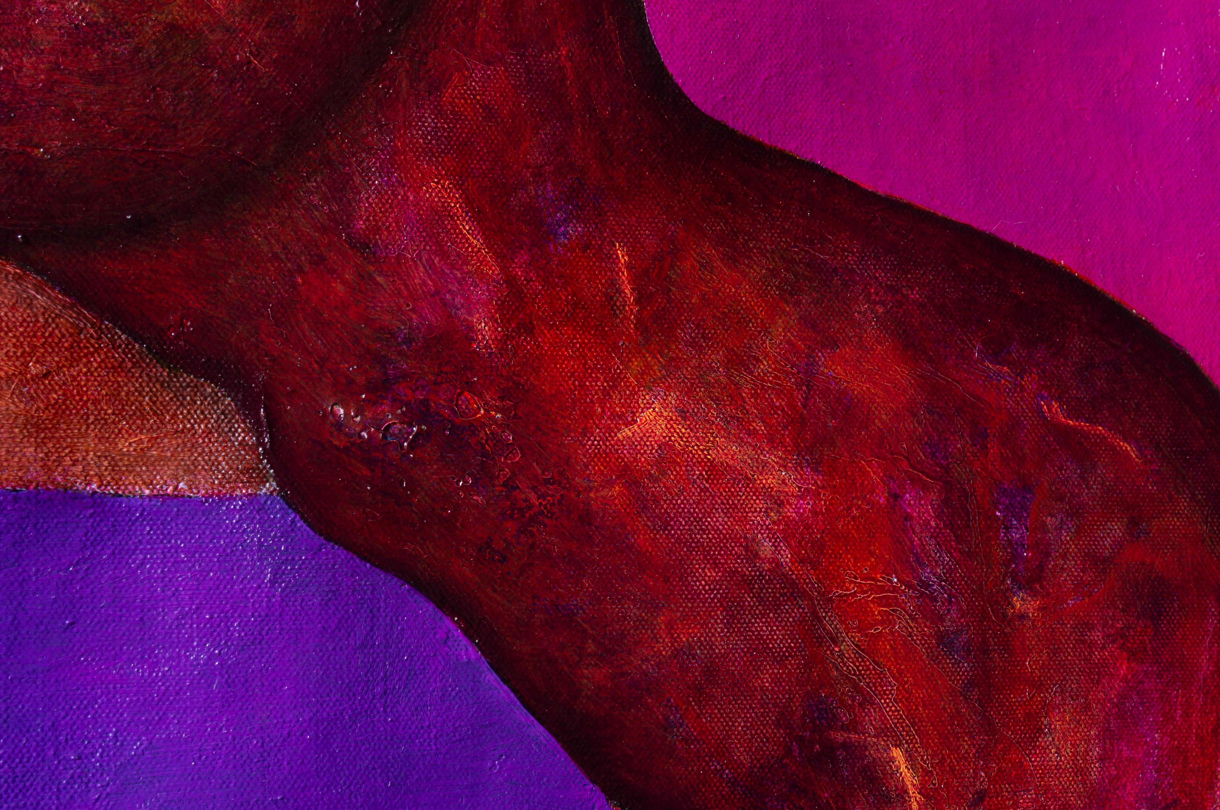 Peinture magique « Study for magenta spirit » texturée et mélangée en rose en vente 8