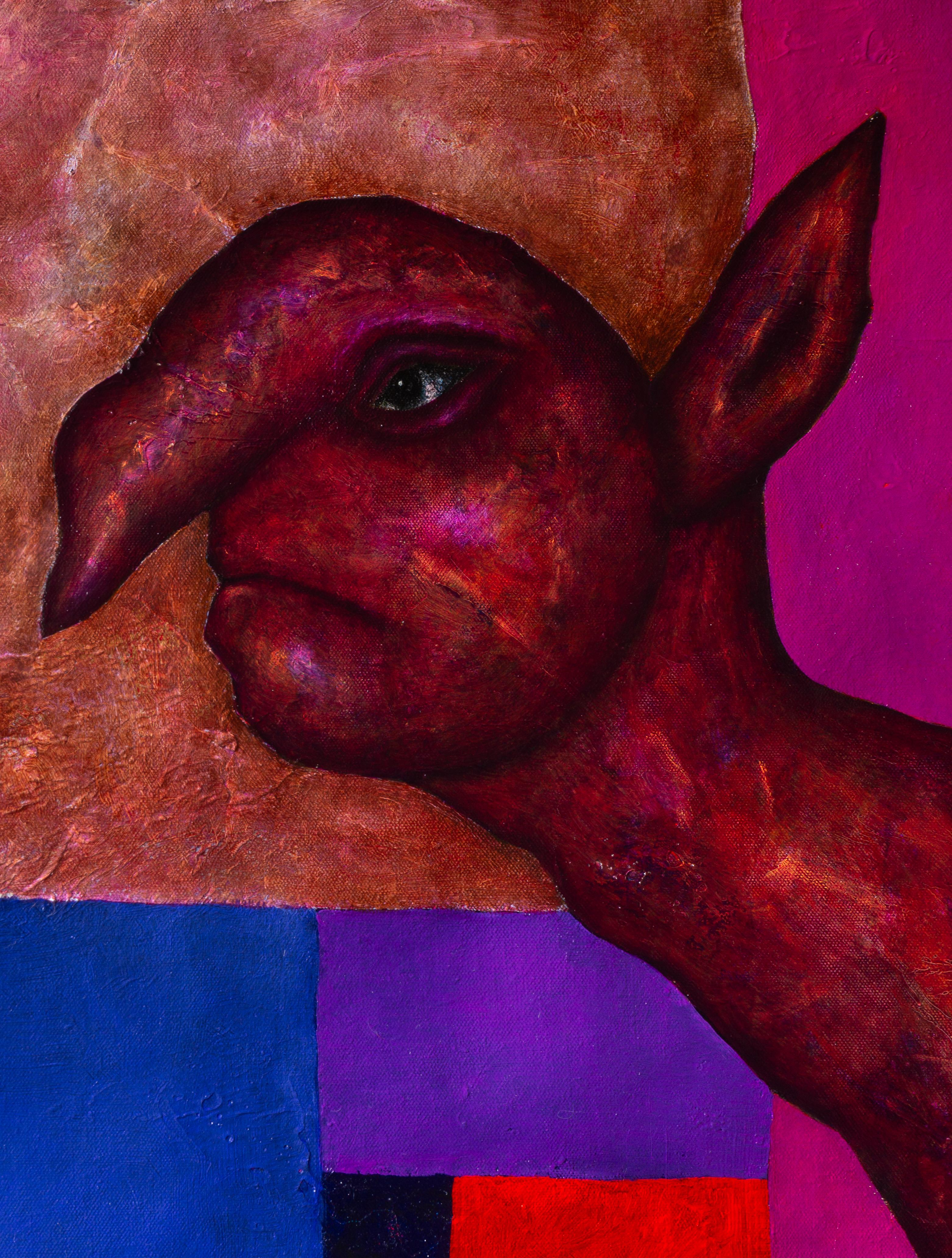 Peinture magique « Study for magenta spirit » texturée et mélangée en rose - Painting de Luis Alexander Rodríguez (Ie-Xiua)
