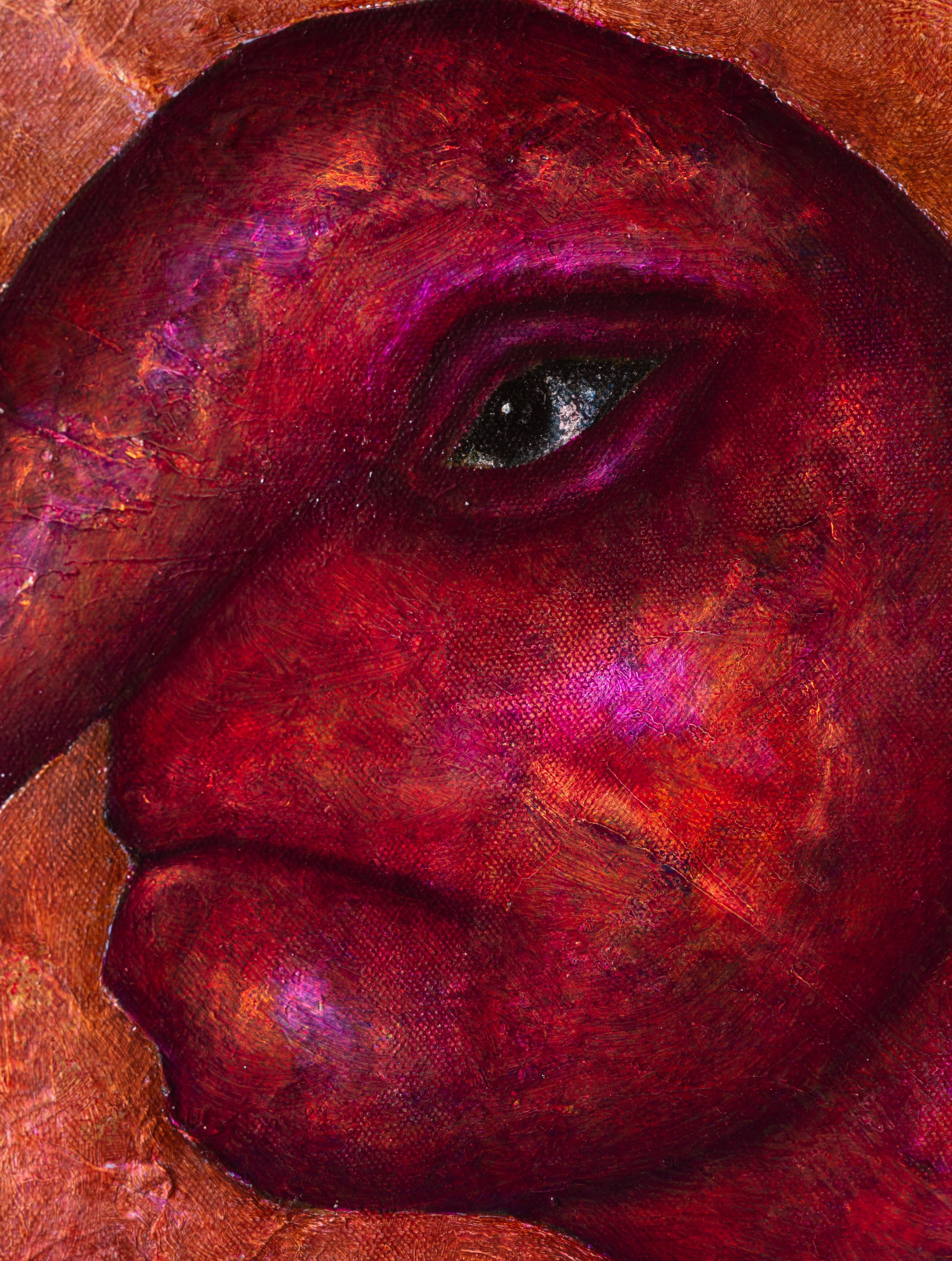 Peinture magique « Study for magenta spirit » texturée et mélangée en rose - Contemporain Painting par Luis Alexander Rodríguez (Ie-Xiua)