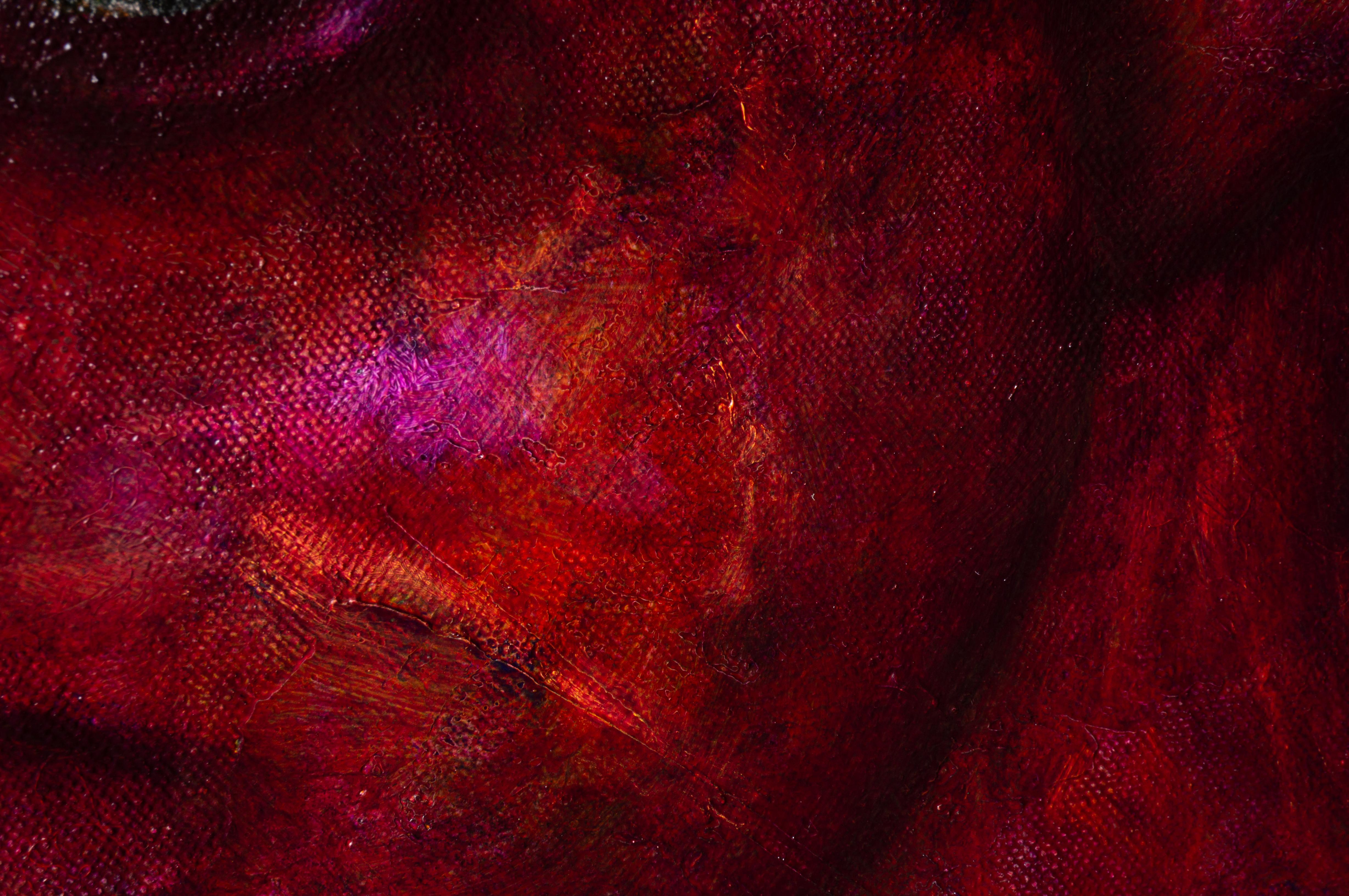 Peinture magique « Study for magenta spirit » texturée et mélangée en rose en vente 1