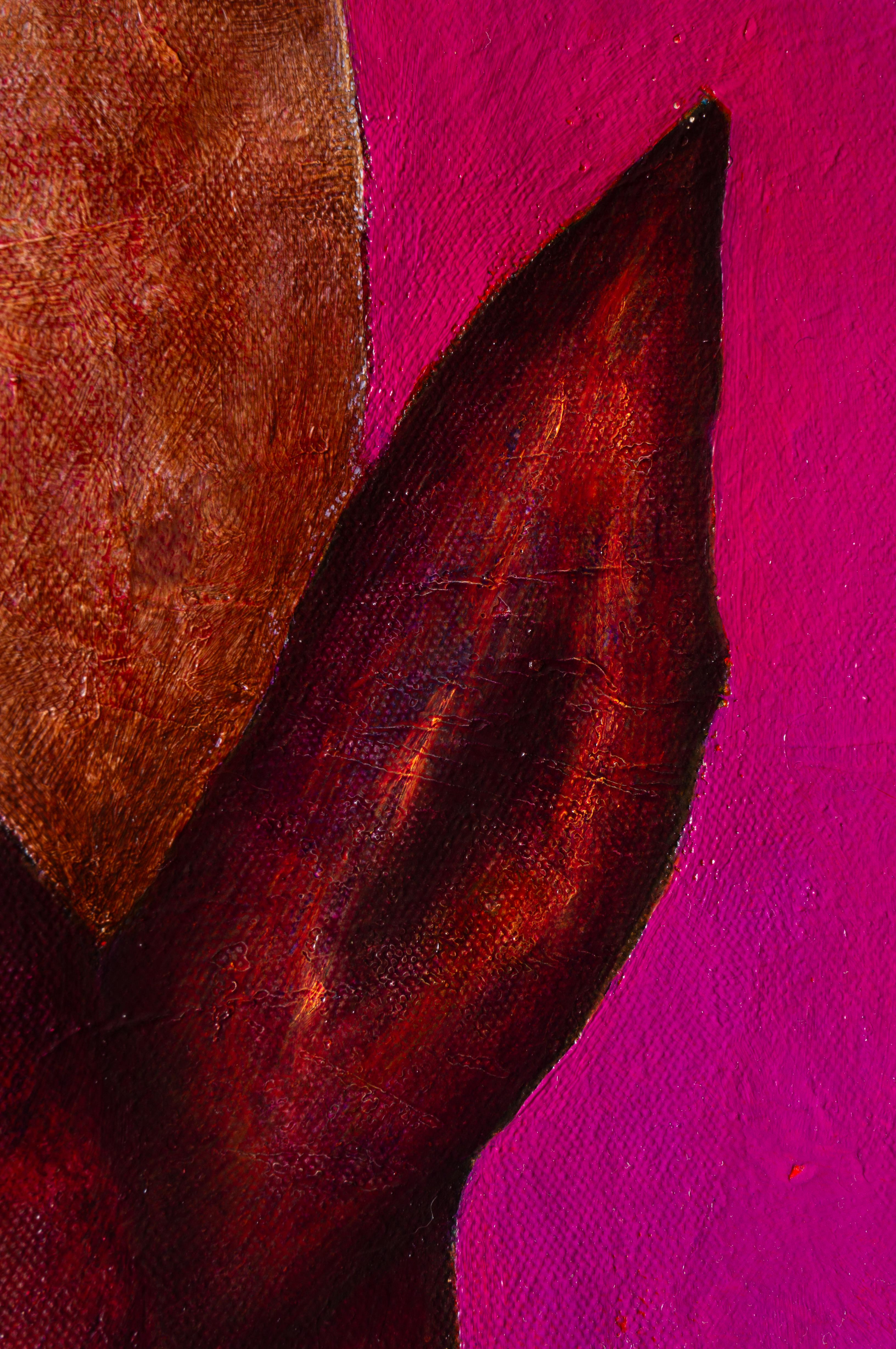 Peinture magique « Study for magenta spirit » texturée et mélangée en rose en vente 4