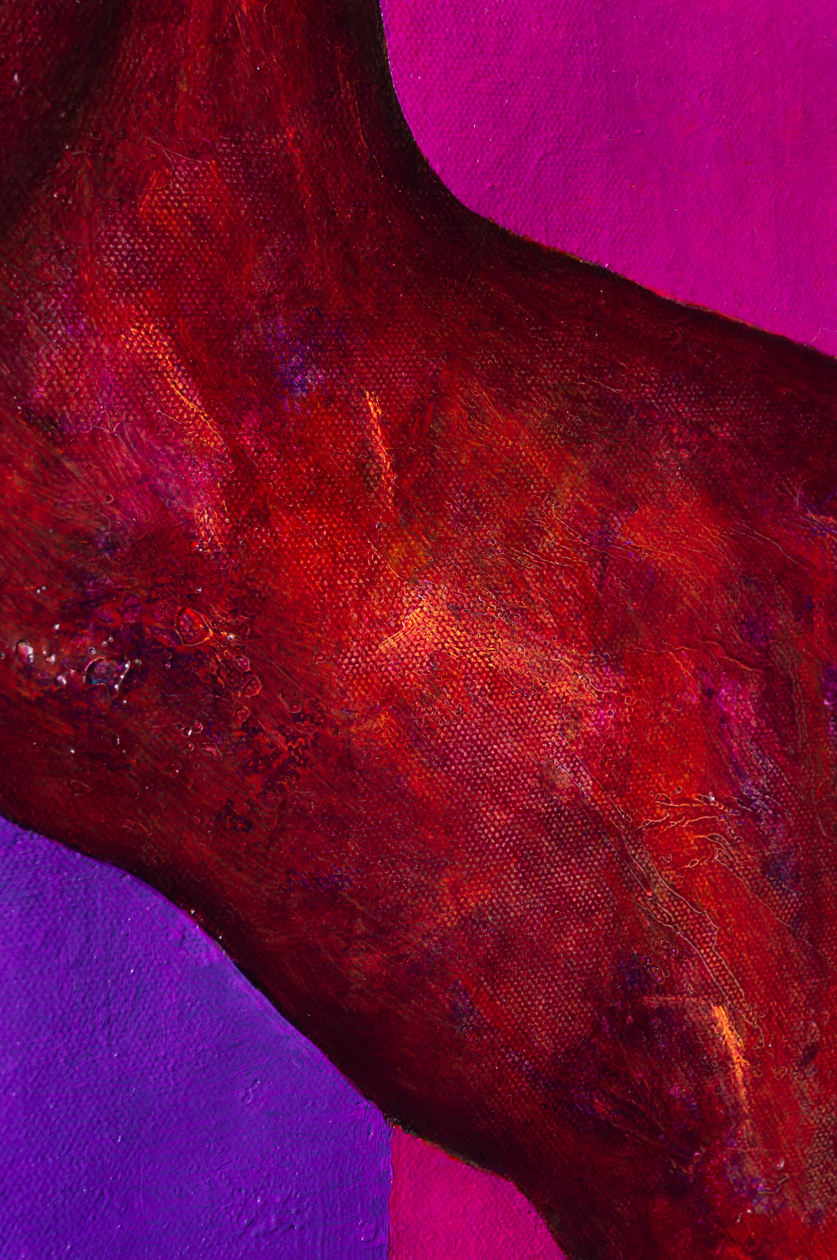 Peinture magique « Study for magenta spirit » texturée et mélangée en rose en vente 5