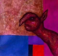 FIGURATIVE Gemälde magisches Gemälde „Study for magenta spirit“ strukturiert in Rosa