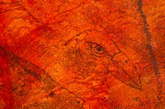 FIGURATIVE Painting of Magic Whale "Silence", oil turquoise textured mixed 2023