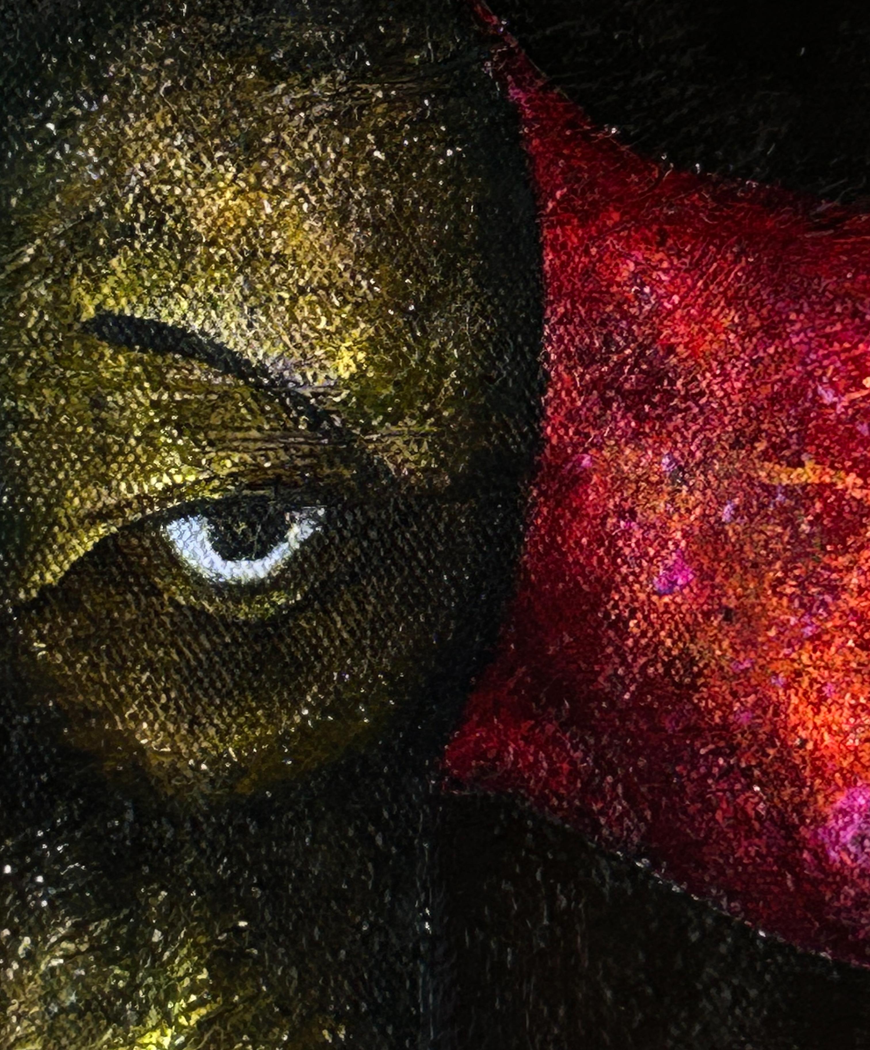 Figurative Painting On An Abstract Background In Oil On Canvas. 
