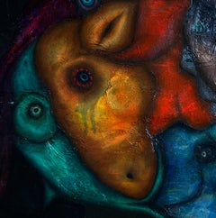 In Nature We Are All One, Figurative Oil Painting on Canvas, 57x45 cm