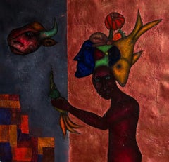 Letter from a stranger : peinture à l'huile sur toile surréaliste