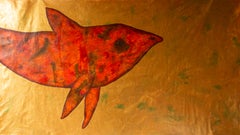 FIGURATIVE Painting of Magic Whale "Whale II", Acrylic and oil textured mixed