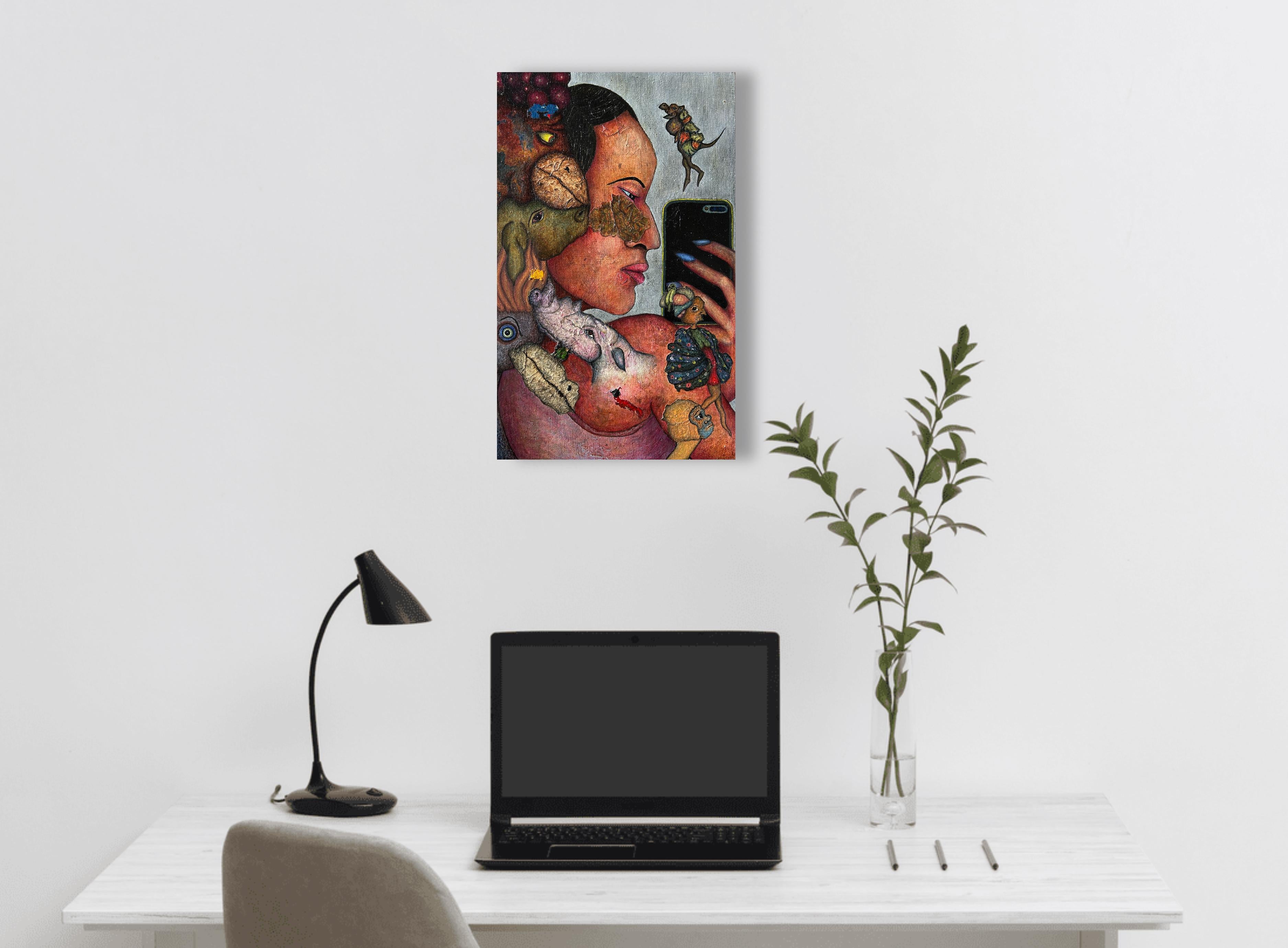 Olio su tavola e Selfie, Animali. 