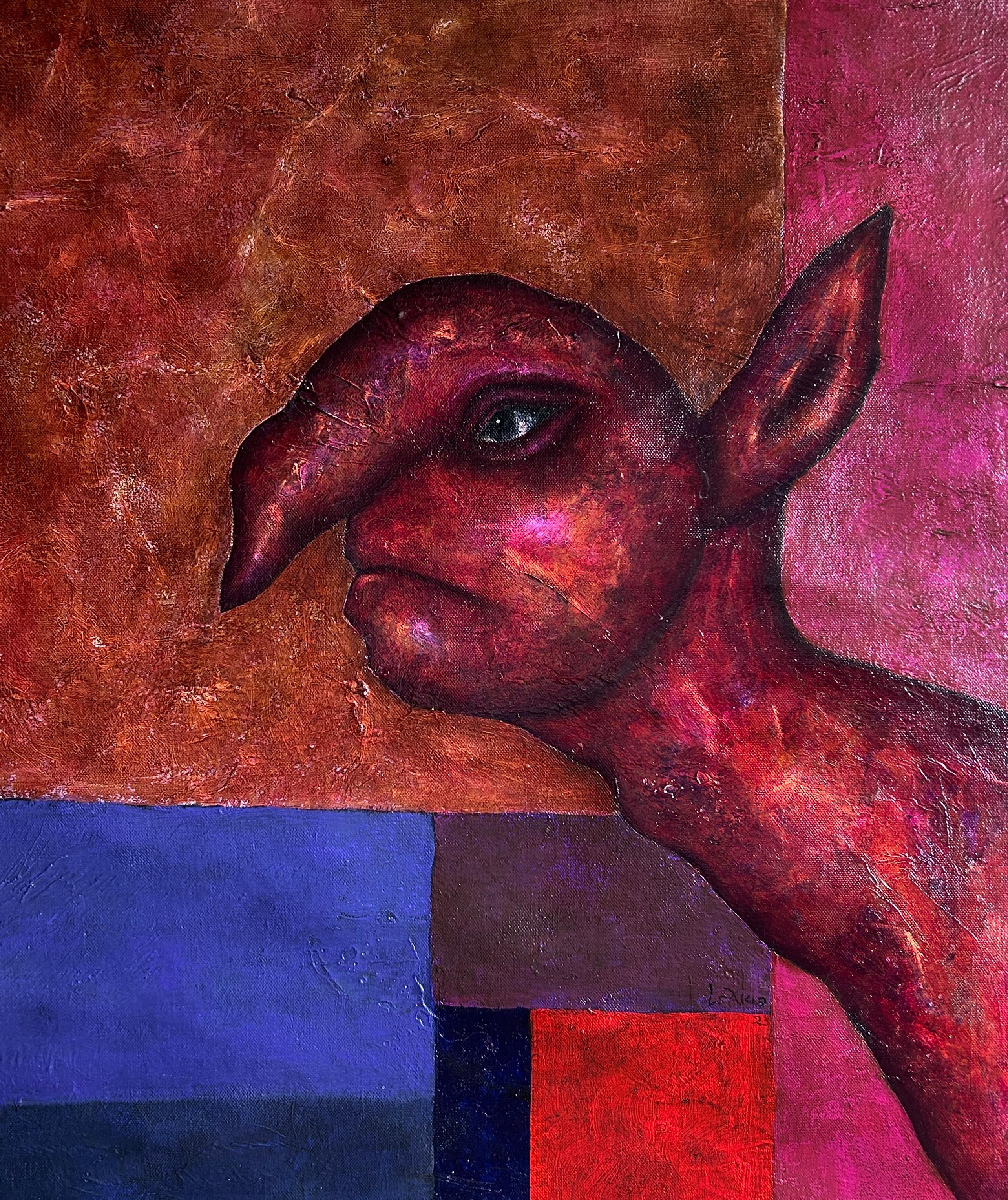 Pintura al Óleo Lienzo Sobre Lienzo. "Estudio Para Un Espíritu Magenta"